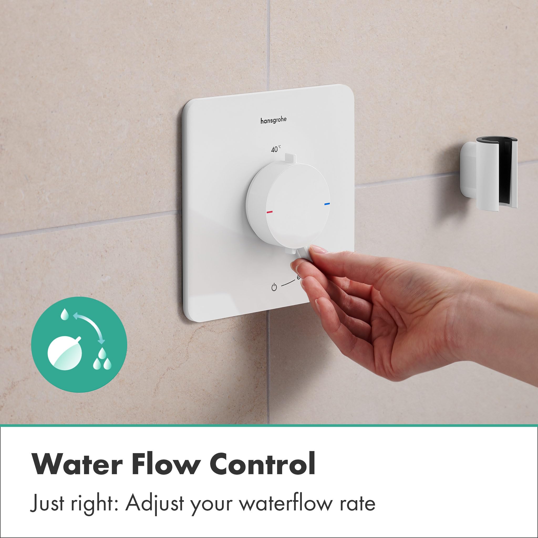 hansgrohe Ecostat Comfort Q 33712700 termostat prysznicowy podtynkowy, armatura prysznicowa z blokadą bezpieczeństwa (SafetyStop) w temperaturze 40°C, termostat do prysznica, bateria mieszająca dla 1