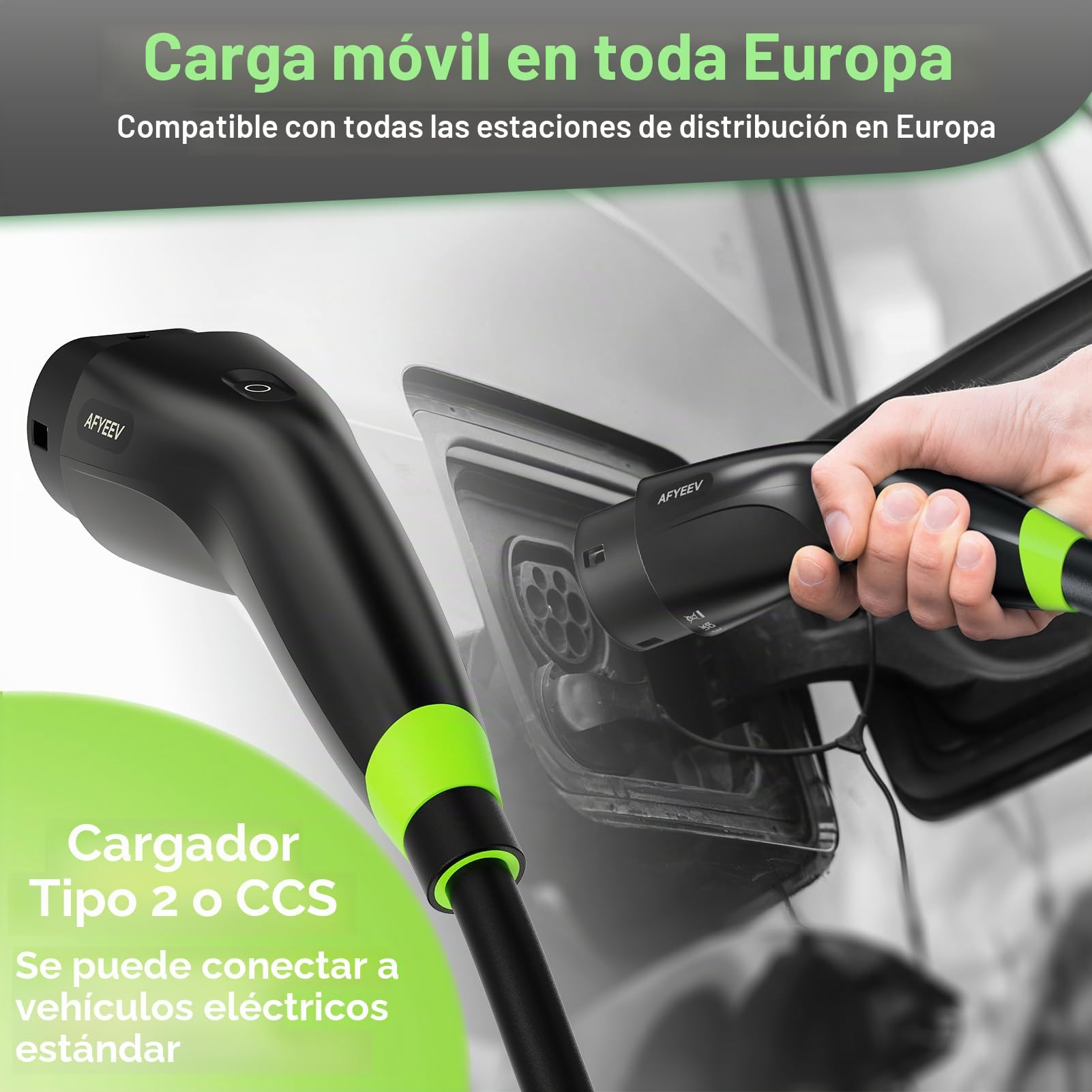 Cable de Carga Schuko Tipo 2, 10 m, 3,68 kW, 6-16 A | Coche eléctrico Tipo 2, Schuko, Cargador portátil para Coche eléctrico