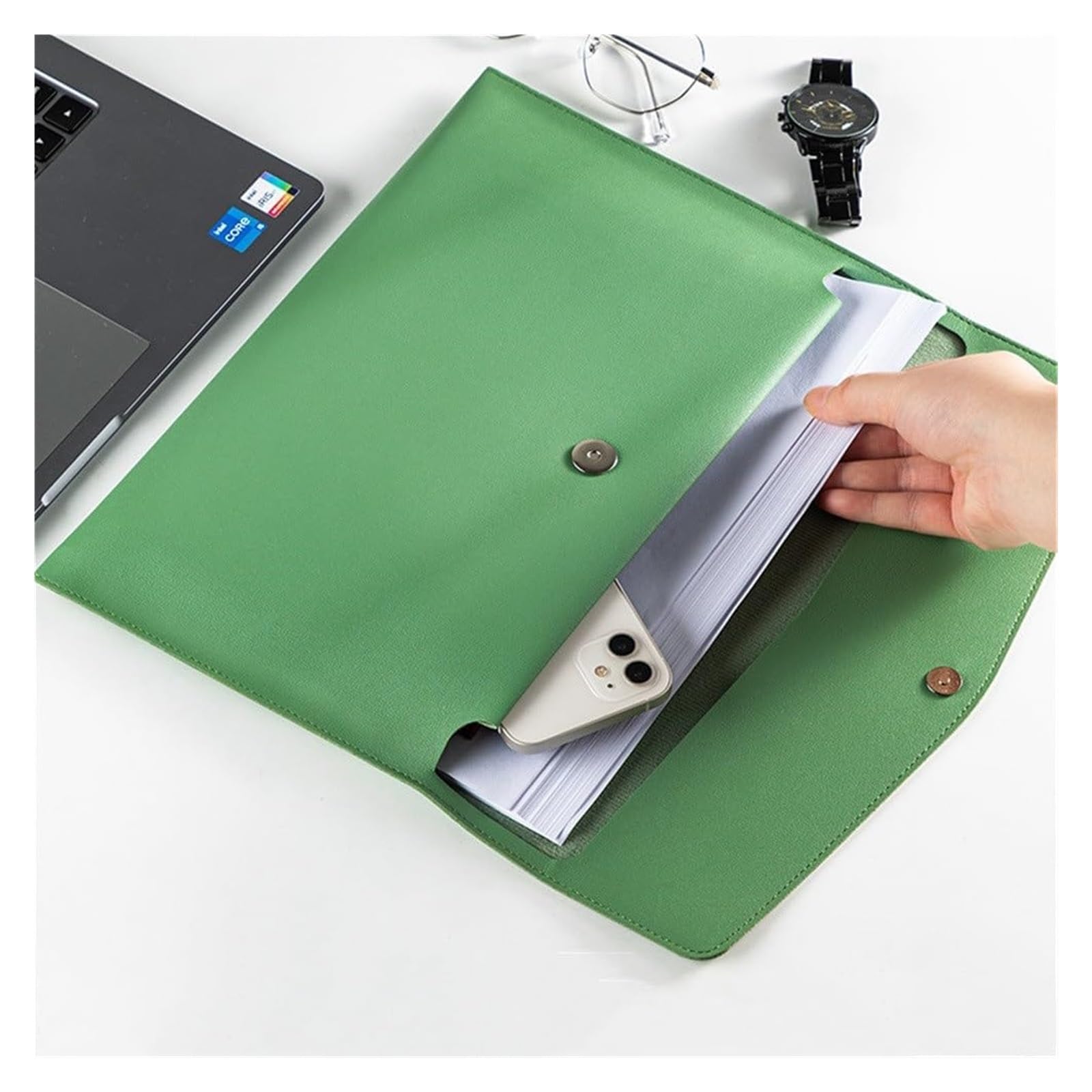 Etui na dokumenty ze skóry PU, wielokolorowe, 240 x 330 mm(Green)