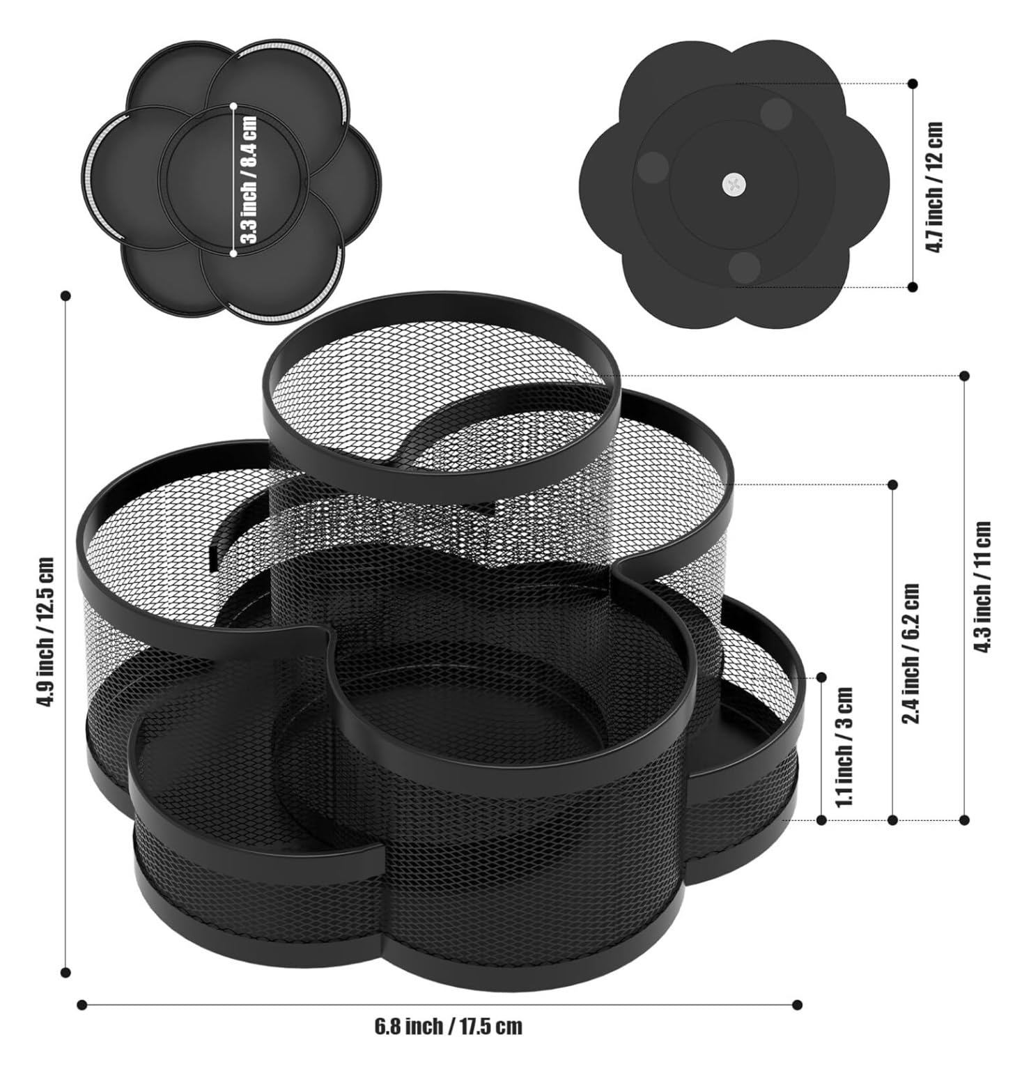 Biurko Organizator Obrotowy Organizer Na Biurko O 360° Do Pisaka Wymazywalny Metalowy Uchwyt Pędzle Makijażu Biuro(White)