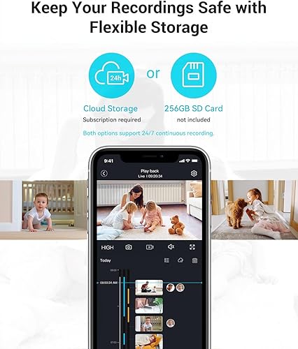 Miniatura 7 de blurams Cámaras para seguridad del hogar, cámara 2K para mascotas con aplicación de teléfono, cámaras interiores PTZ de 360, conversación de 2 vías,