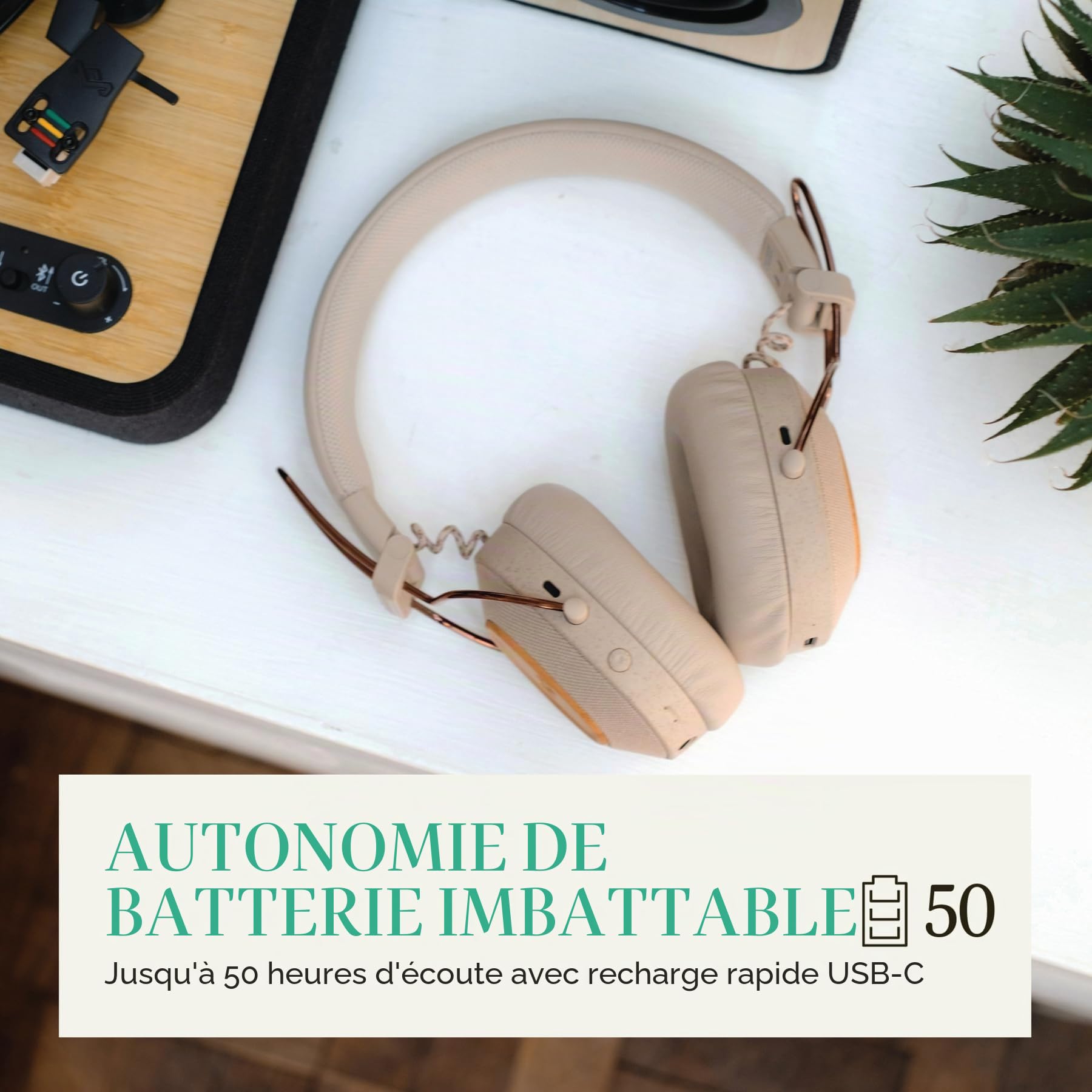 House of Marley Positive Vibration Riddim Casque sans Fil on-Ear - Crème