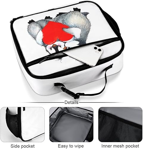 Miniatura 5 de Lonchera reutilizable con diseño de pingüinos, bolsa de almuerzo aislada, lonchera para comida y alimentos, bolsa de mano para mujeres, niños,