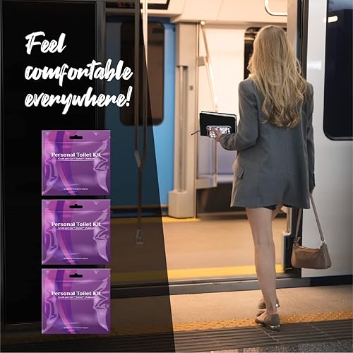 Miniatura 3 de pH Advantage 3 x Kit de inodoro personal  Kit de baño público  Papel higiénico, funda de asiento de inodoro, toallitas para glúteos, toallitas de