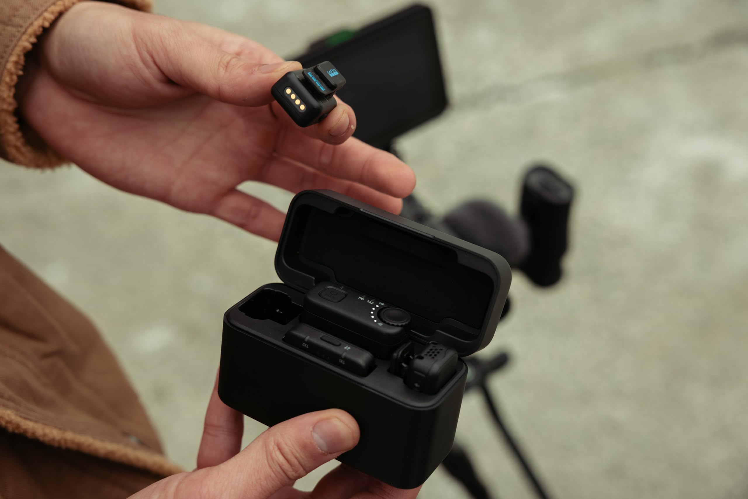 GoPro Wireless Mikrofon Komplett-Set (2 TX, 2 RX, Ladecase) – Für GoPro/Kamera/iPhone/Android, ultrakompakt, hohe Audioqualität, Geräuschunterdrückung, Gain-Regelung, Vlogging