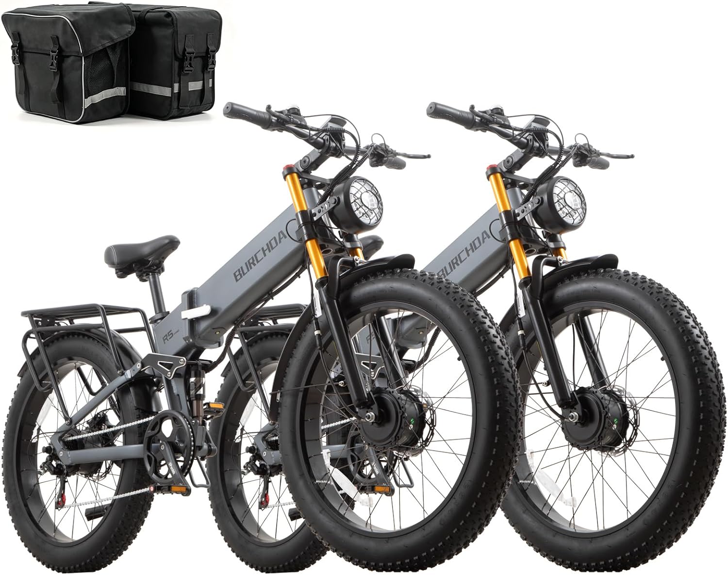 2026 Dual Motor Electric Bike for Adults AWD 5000W Peak 40 MPH Fast E Dirt Bike, 52V/48V Max-Output 30Ah Removable Battery Up to 80 Miles Long Range with Full Suspension 26" Fat Tire Mountain Bike