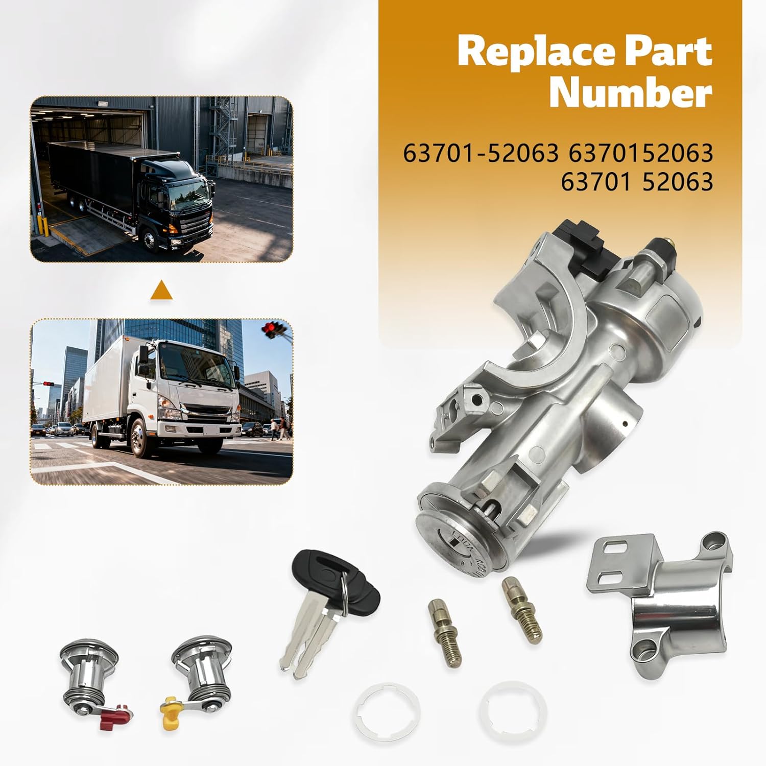 63701-52063 6370152063 Ignition Switch Lock Cylinder Assembly Fit for Hino 145 165 185 238 258 268 338 Replace 63701 52063