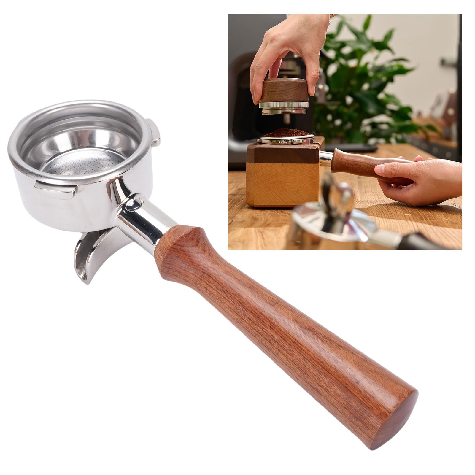 Sxhlseller 58mm Portafiltro Caffè Doppio Beccuccio Acciaio Inossidabile
