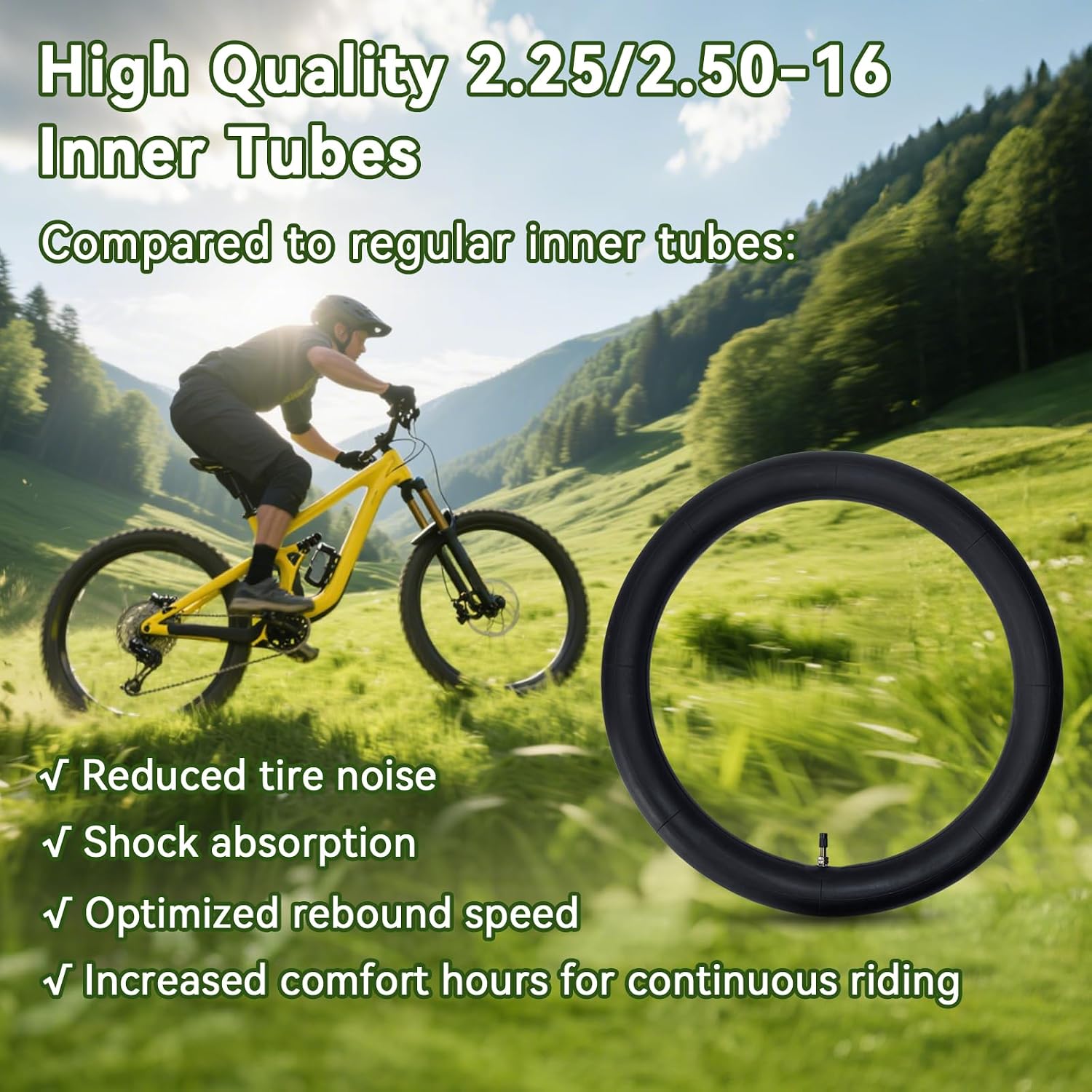 2.25/2.50-16 (70/90-16) Inner Tubes with TR4 Straight Valve Stem for Pit Bike 2.25 2.50-16 Tire Tube - 2 Pack