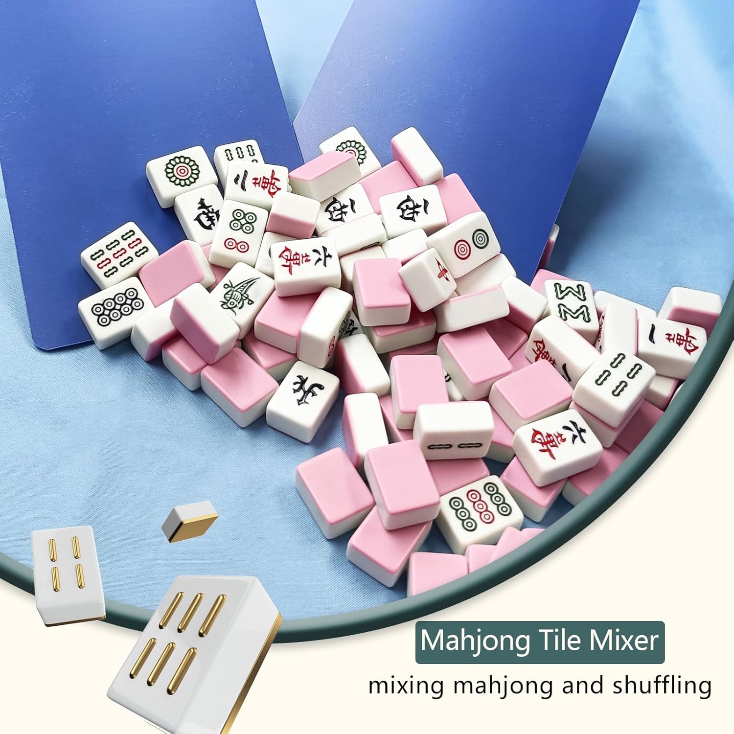 4 Pcs Mahjong Shufflers - Portable Mahjong Accessories for Mixing and Shuffling Tiles Home Party Game Supplies Tiles Lovers/Players Mah Jong Gift, Blue