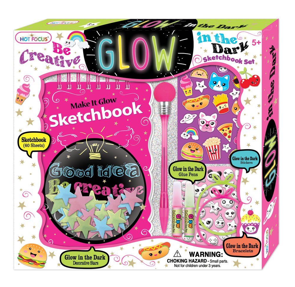 Hot Focus 262FD Glow-in-the-Dark Art Crafty Set, Green/Pink/Blue