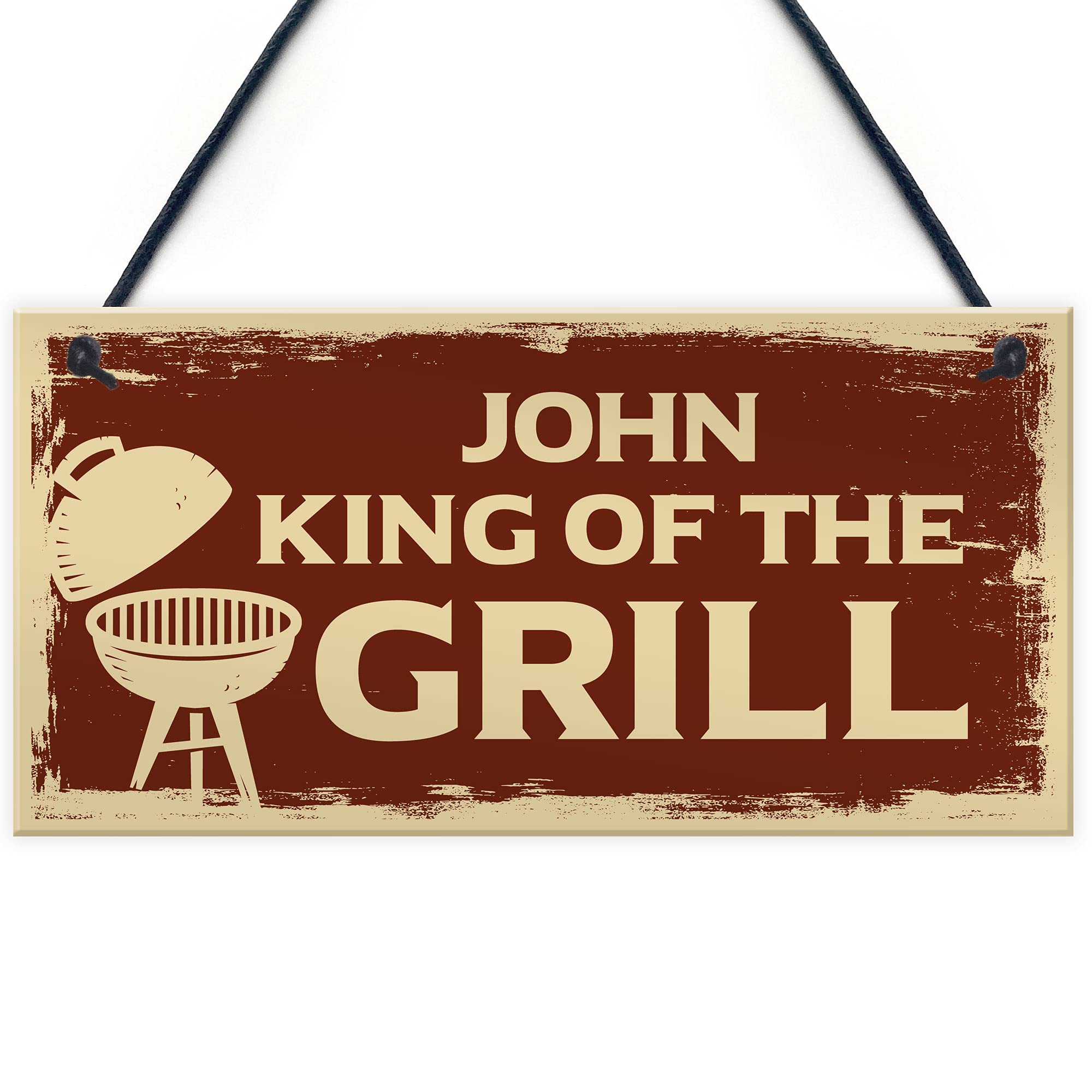 Novelty BBQ Sign Hanging Garden Plaque Personalised King Of The Grill Gift For Him Grill Sign