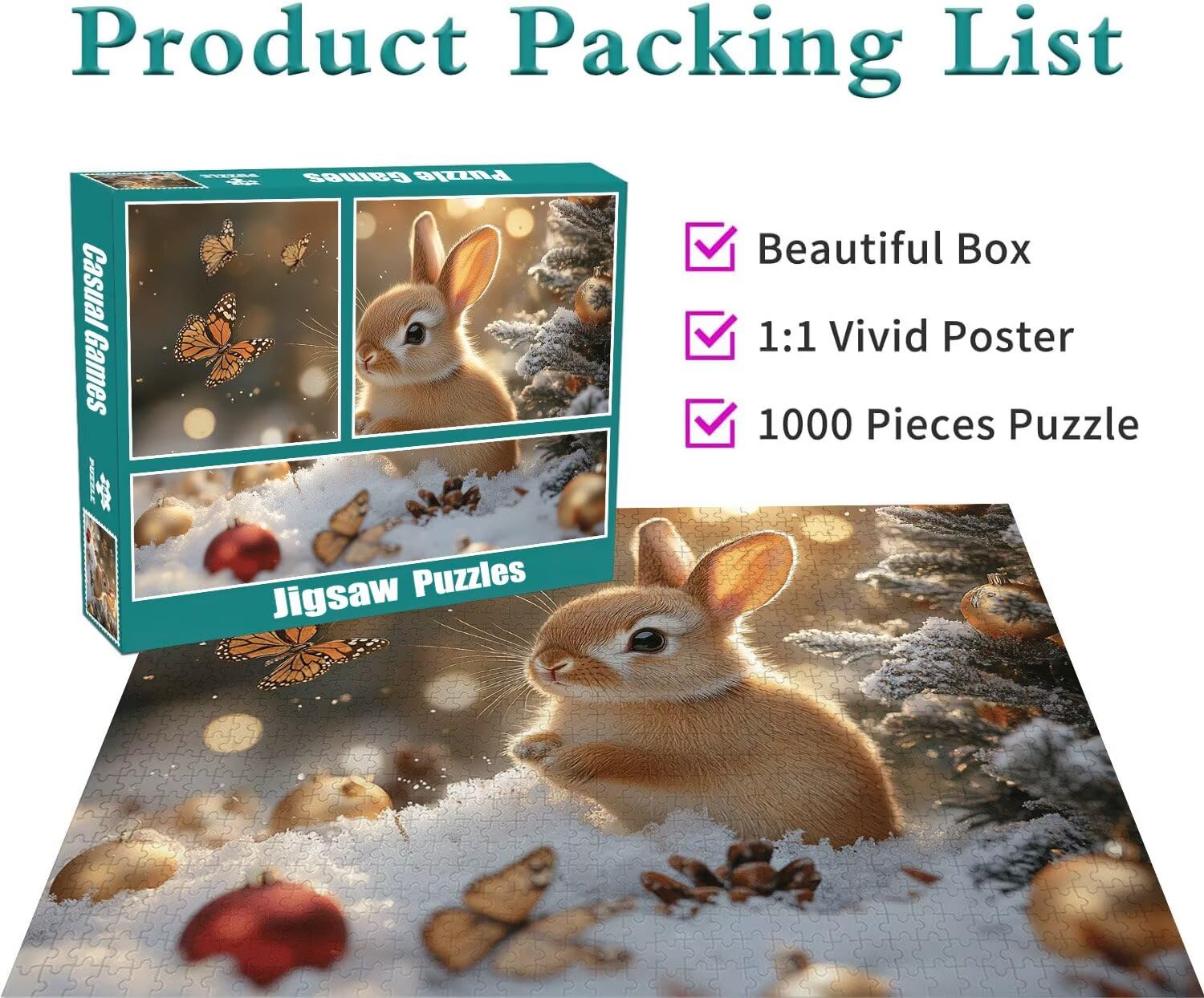 Kaninchen Puzzle für Erwachsene Kinder Anspruchsvoll 5000 Teile Impossible Klassische Puzzles Schwer Schmetterling ab 8 9 10 Jahre für Mädchen Jungen Jigsaw Kunst Educa, für Geschenke 105x156cm t-949