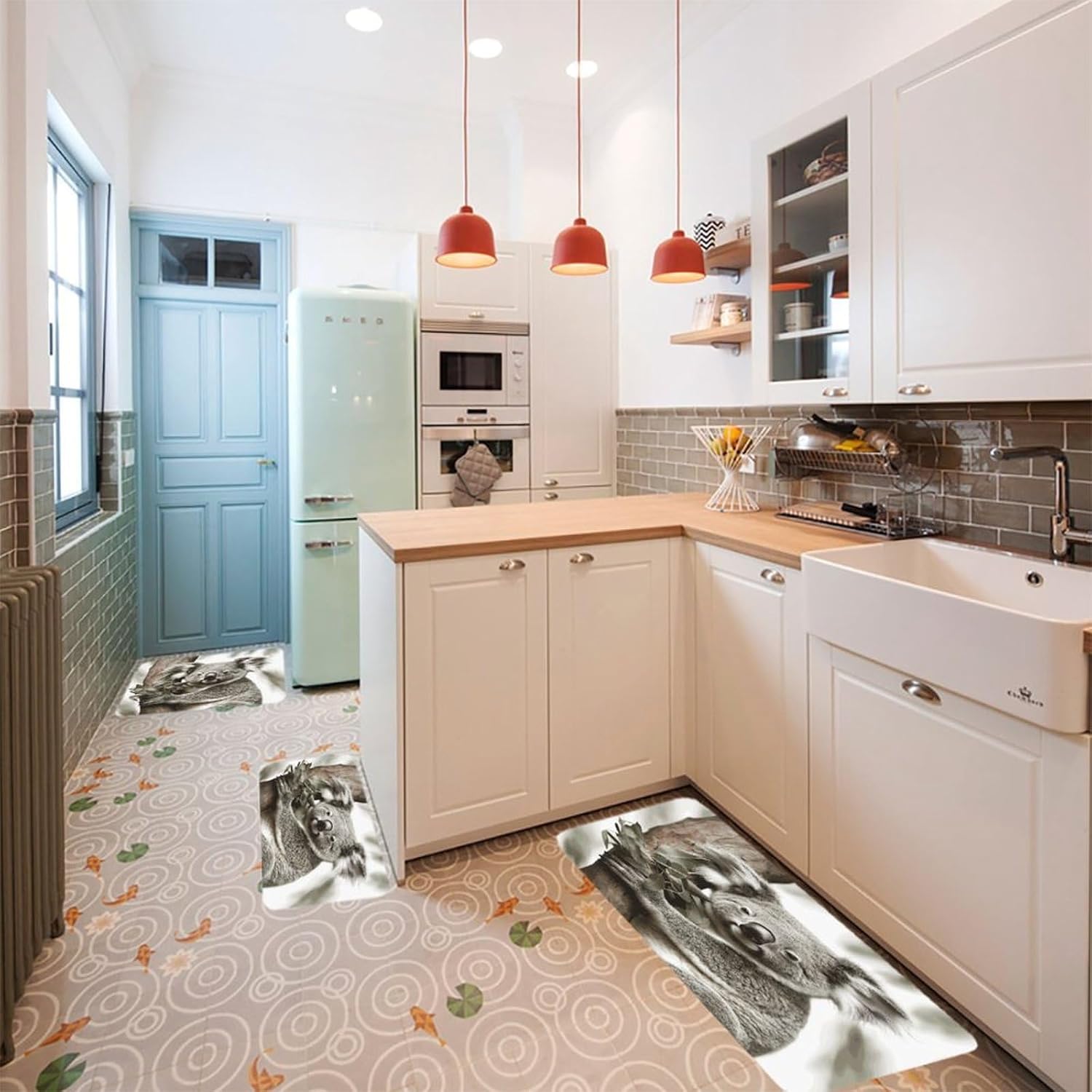 Koala Kitchen Rugs Set of 3 Non Slip Washable Kitchen Mats for Floor Soft Area Rug Kitchen Floor Mat Cushioned Anti Fatigue Mats Standing Sink Mat Decor Runner Rugs