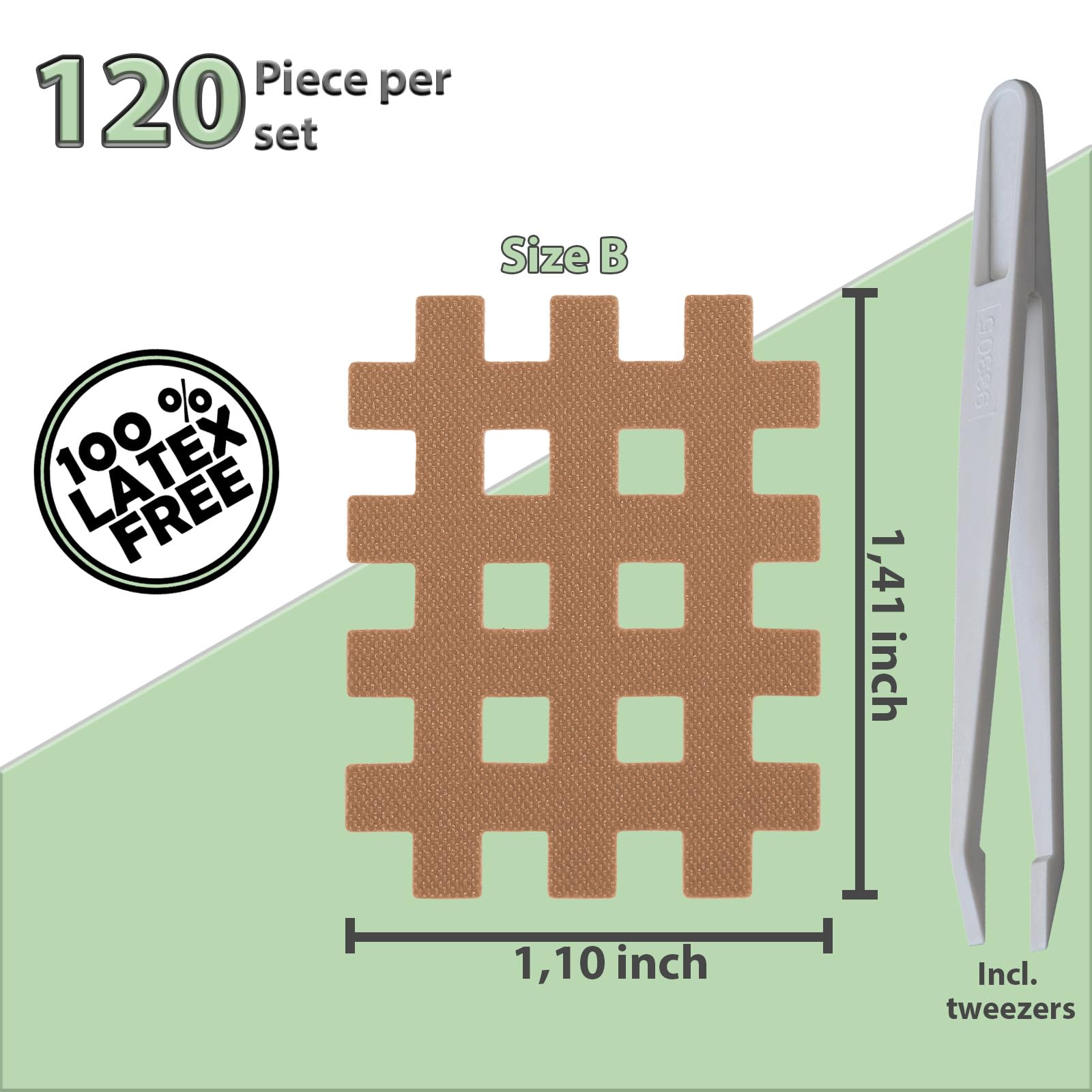 ALPIDEX Cross Tape Acupressure Patches Grid-Shaped Tapes Antistatic Tweezers Crosshatch Patches, Colour:Beige - Image 2