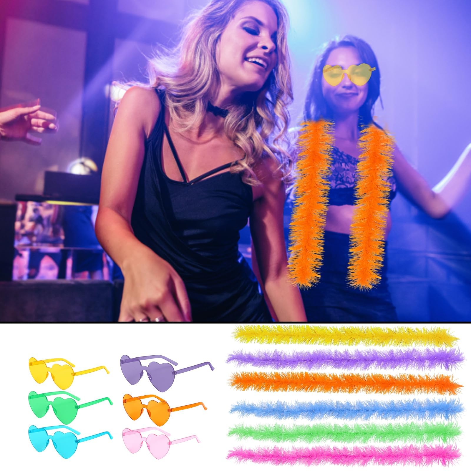 Lot De 12 Boas En Plumes Artificielles - Multicolore - 150 Cm - Pour Déguisement, Fête, Décoration, Photo