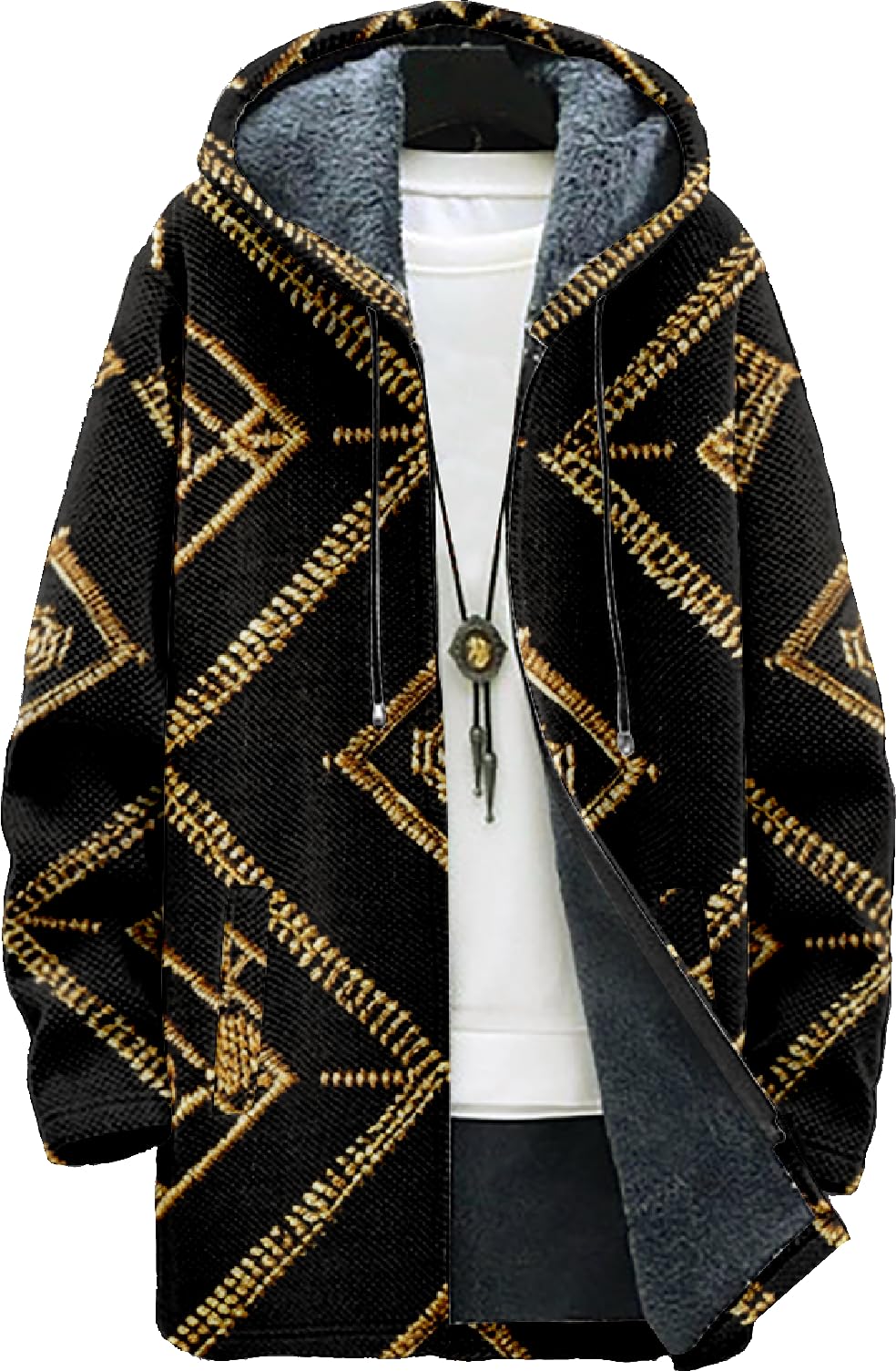 Long Hooded Retro Vintage Cardigan for Men Oversized Full Zip Up Hoodie Coat Jackets Outfits with Pockets