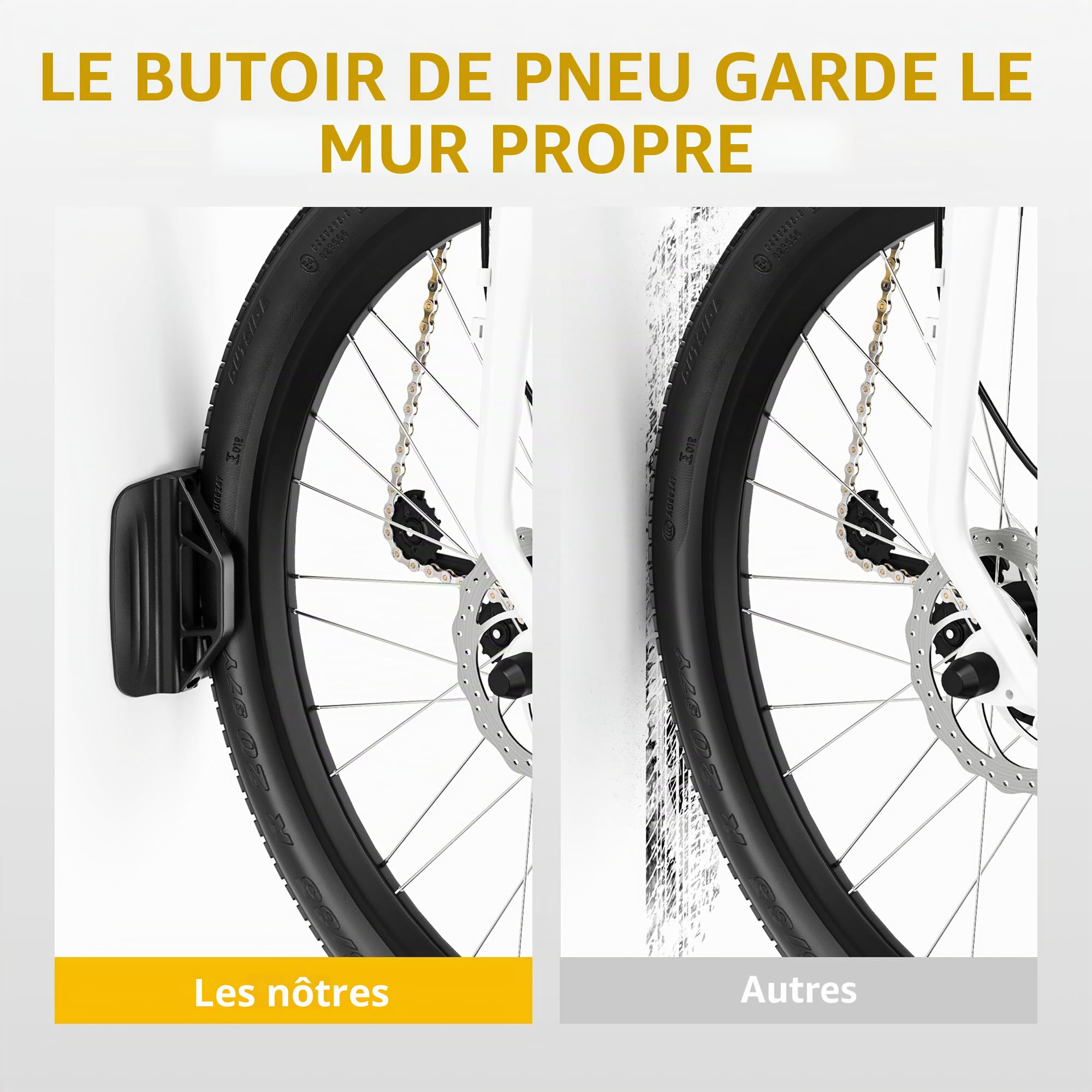 monTEK Lot de 2 supports muraux pivotants pour vélo, cintres pour garage, support mural pour vélo, économiseur d'espace, support vertical pour vélo pouvant supporter jusqu'à 30 kg