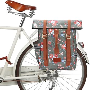 TOURBON Wasserdichter Canvas Fahrrad Bike Laptop Pannier Rucksack Reise Tagesrucksack Schultasche f r Outdoor Reisen Fahren