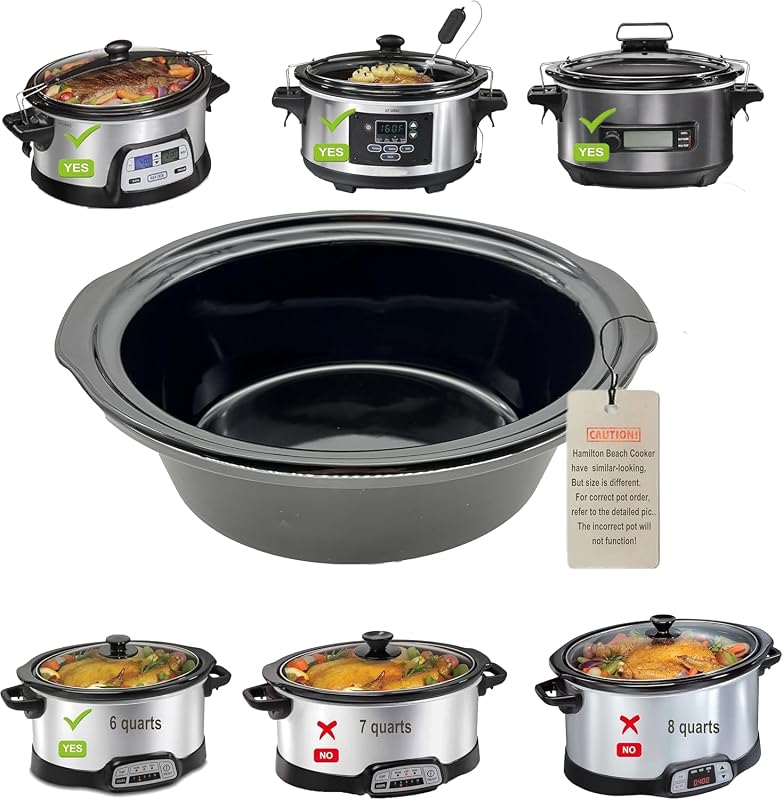 6 Qt Replacement Slow Cooker Ceramic Pot Compatible For Hamilton Beach | replacement stoneware, Only Compatible For Hamilton Beach slow cooker replacement parts 33969/33665/33861/33261/33866