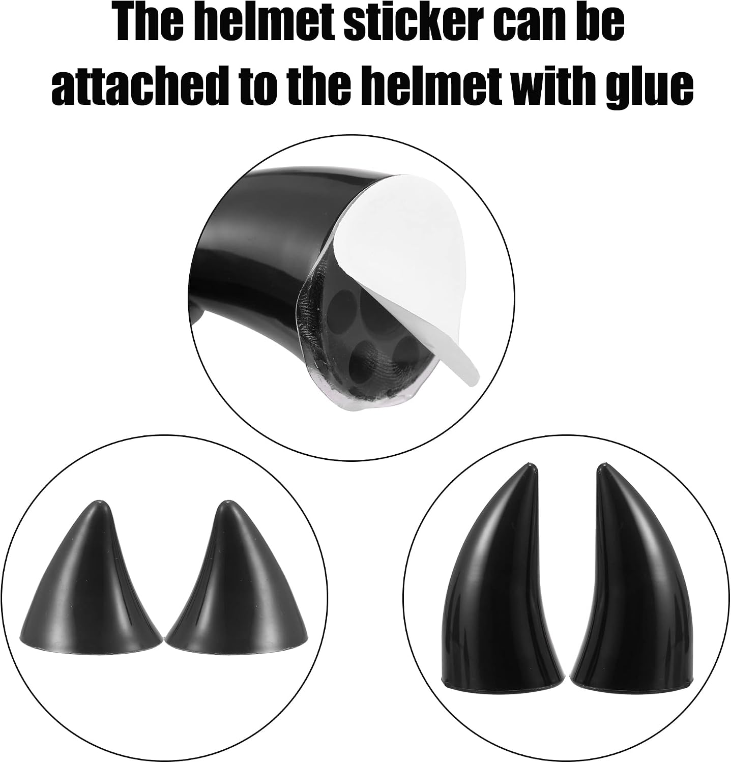 X AUTOHAUX 1 Set Cat Ears Style Attachments Helmet Devil Horn Decoration Stick with Suction Cup Helmet Cover Sticker for Motorcycle Bicycle Scooter Black image 4
