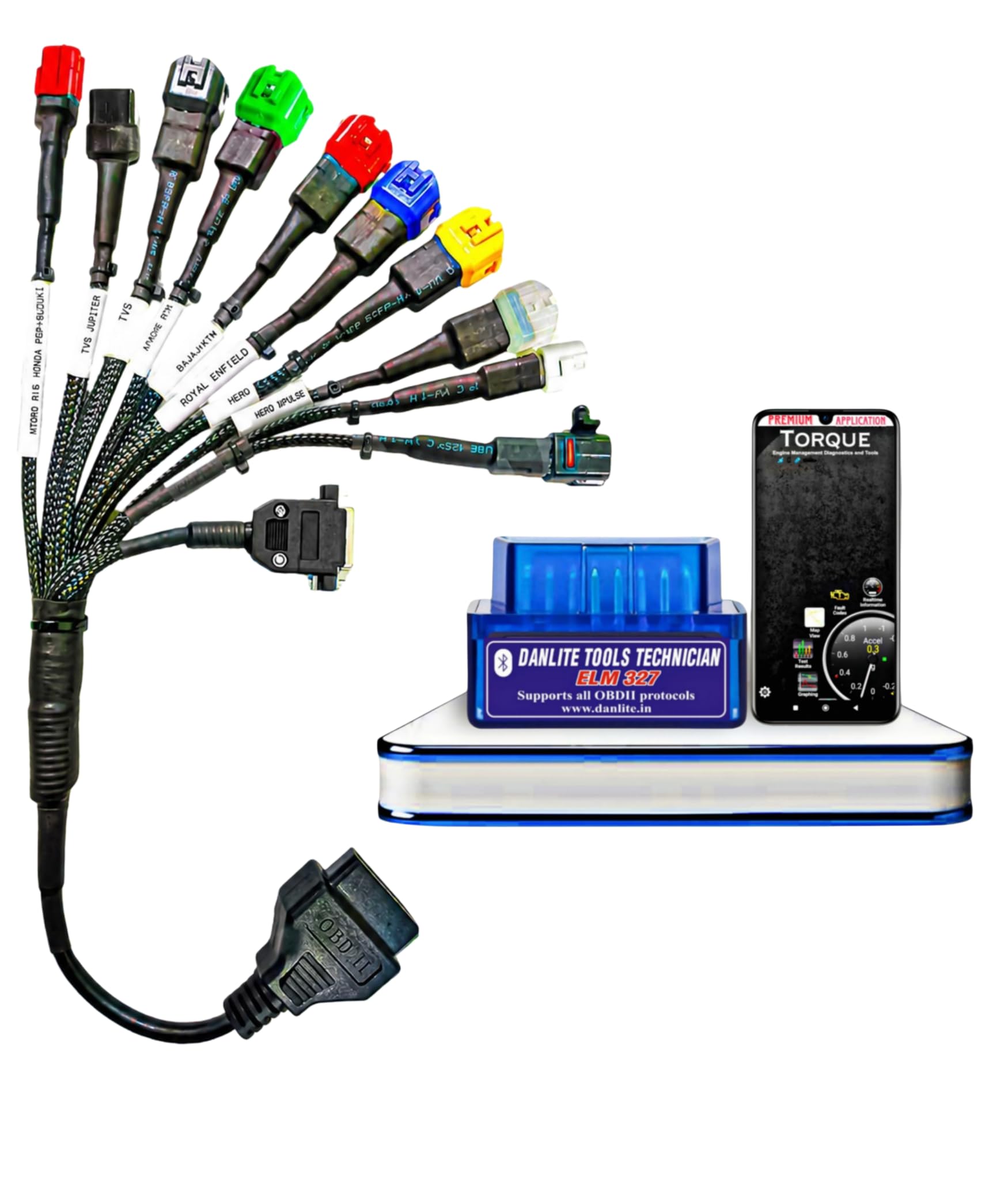 DANLITE TOOLS TECHNICIAN Bs6 Bike Cable And Elm 327 Scanner For All Bs6 Bikes Heavy Duty Molded Universal Wire Bike Scanner Elm 327 Obd Scanner Free Coninuity Tester, Box End, Ac, Color-3,Multicolor-image-43