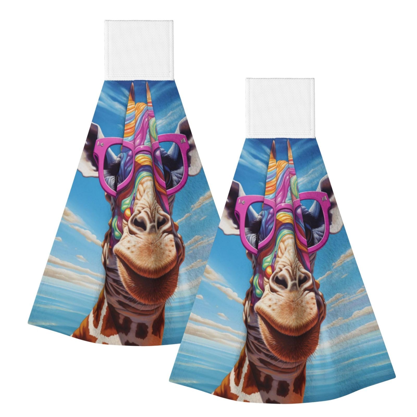 Mischievous Giraffe Highly Absorbent Dish Towels Soft Coral Fleece Wipe