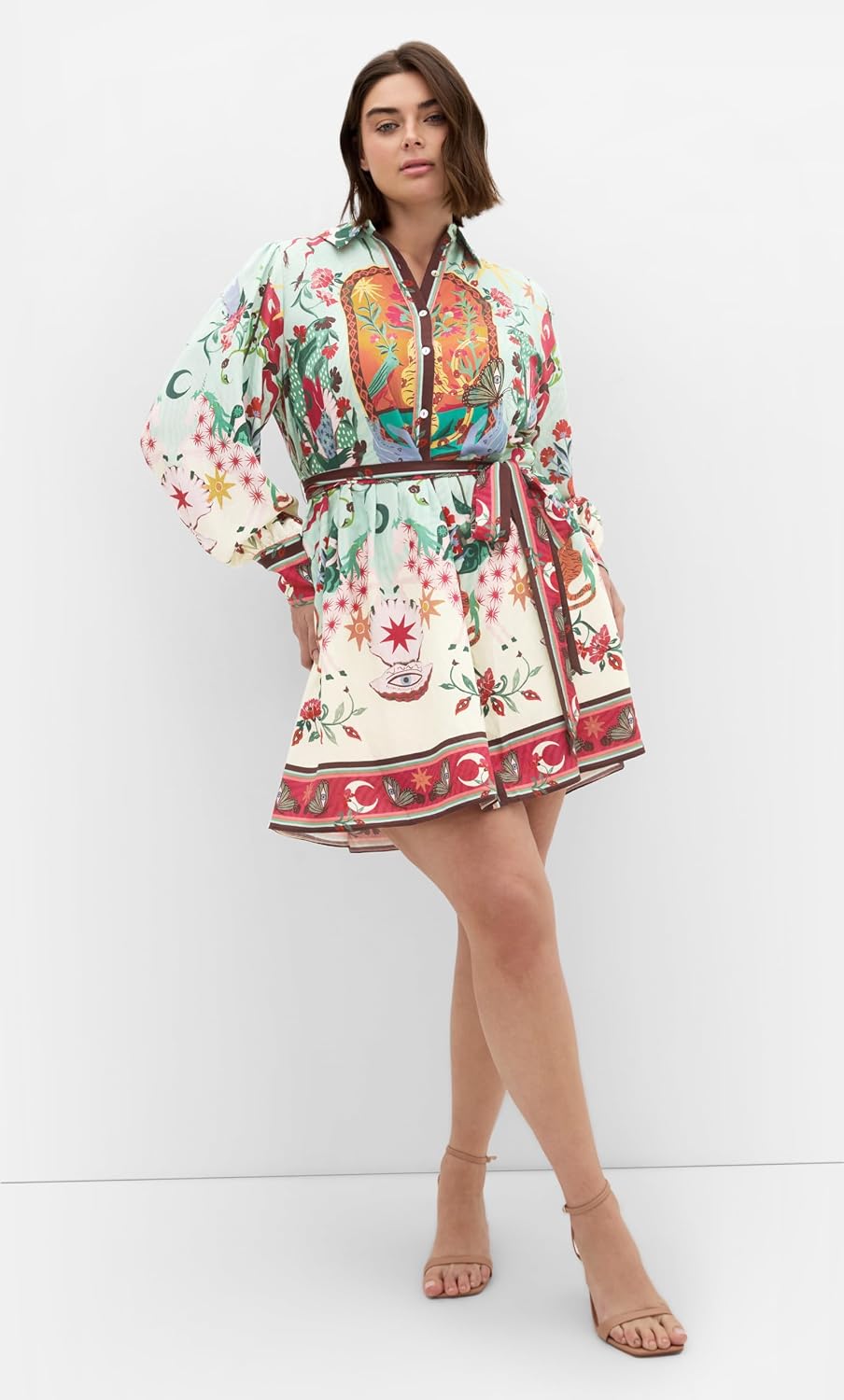 City Chic Plus Size Dress - Ezra Dreamscape Print Mini