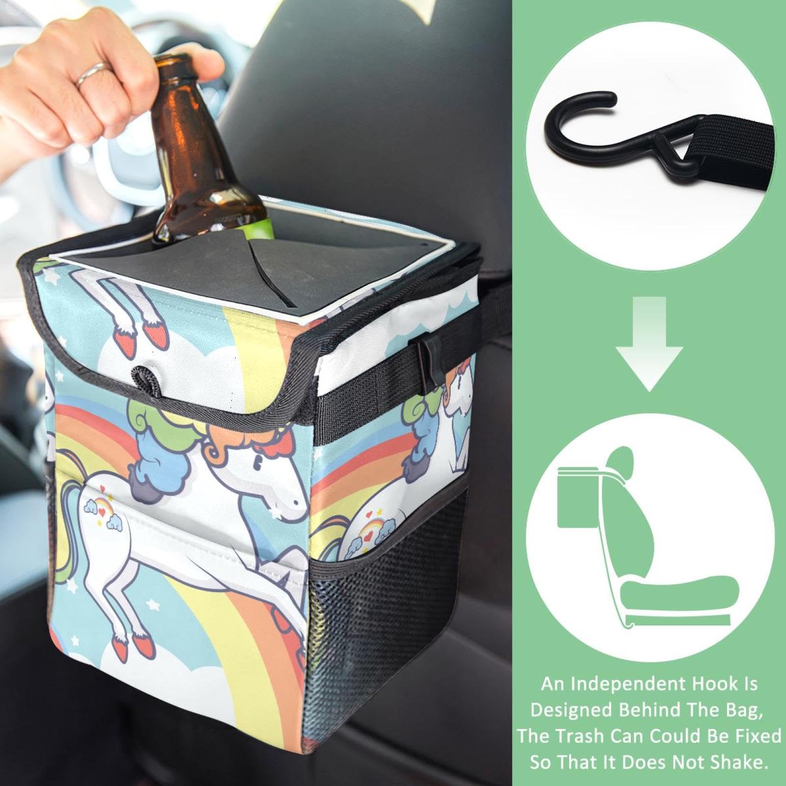 Pattumiera Auto Unicorno Arcobaleno - Pieghevole E Impermeabile Per Auto E Barche