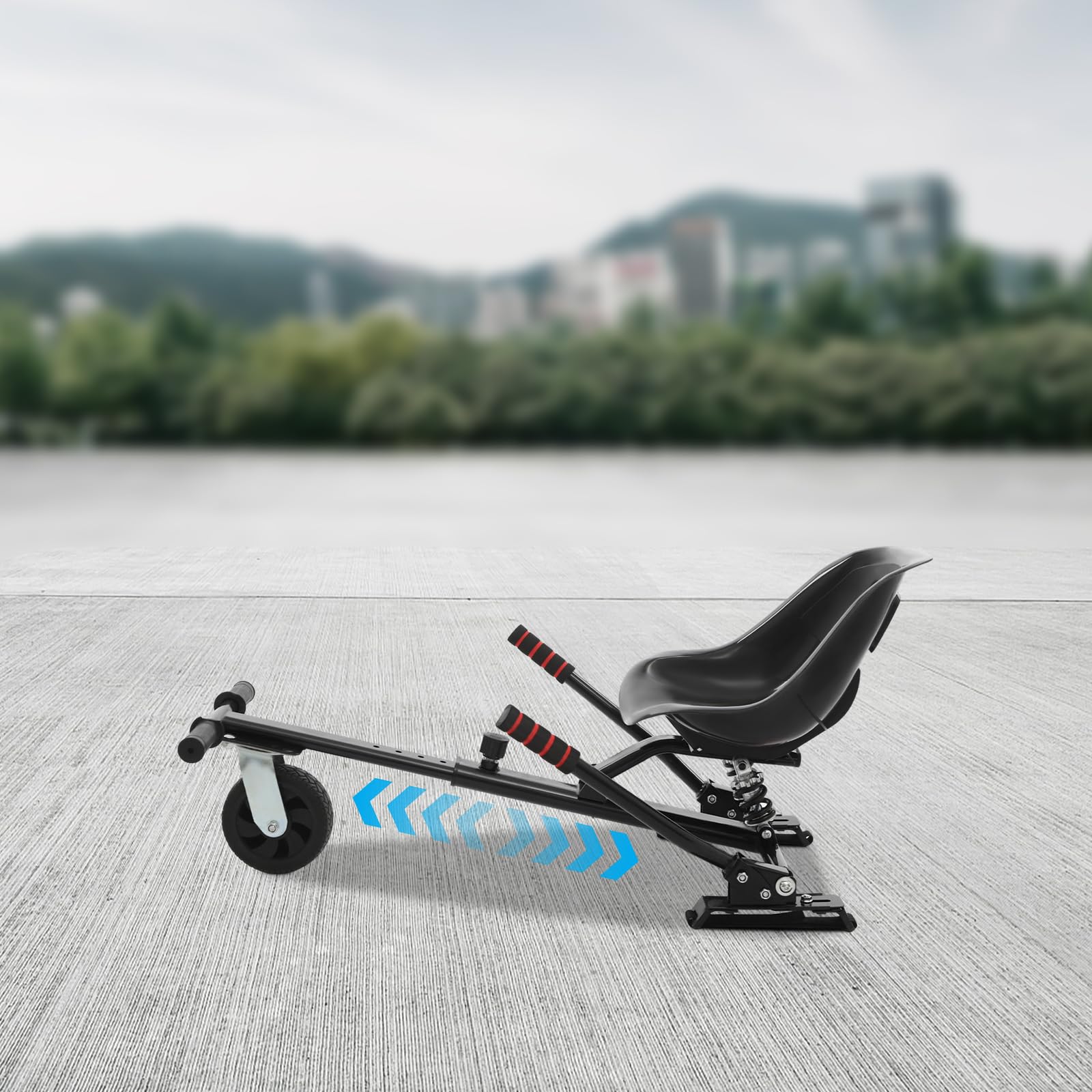 Hoverboard Sitz mit Lenkrad – Hoverboard mit Sitz passend, Verstellbar (70-95 cm),– Passend für 6,5-10 Zoll Hoverboards, Bis 100 kg, Hoverkart für Kinder & Erwachsene (Rot)
