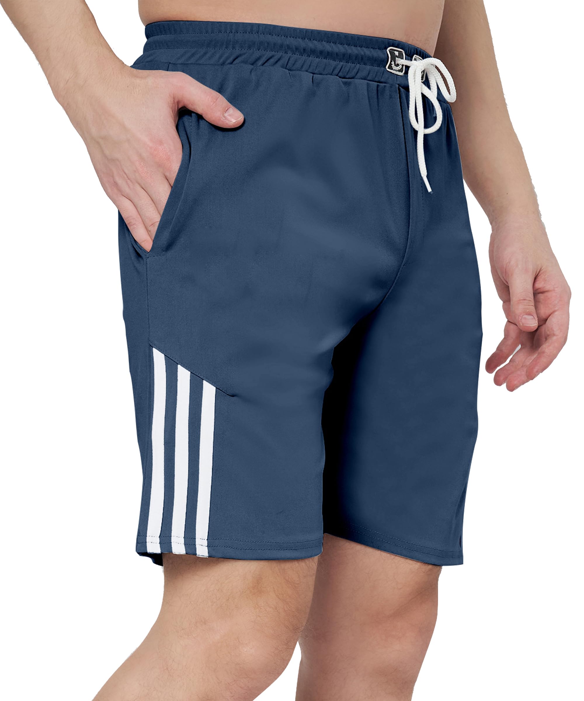 Mehrang Men's Athletic Shorts with Side Stripes, Drawstring Waist, Quick-Dry, for Men