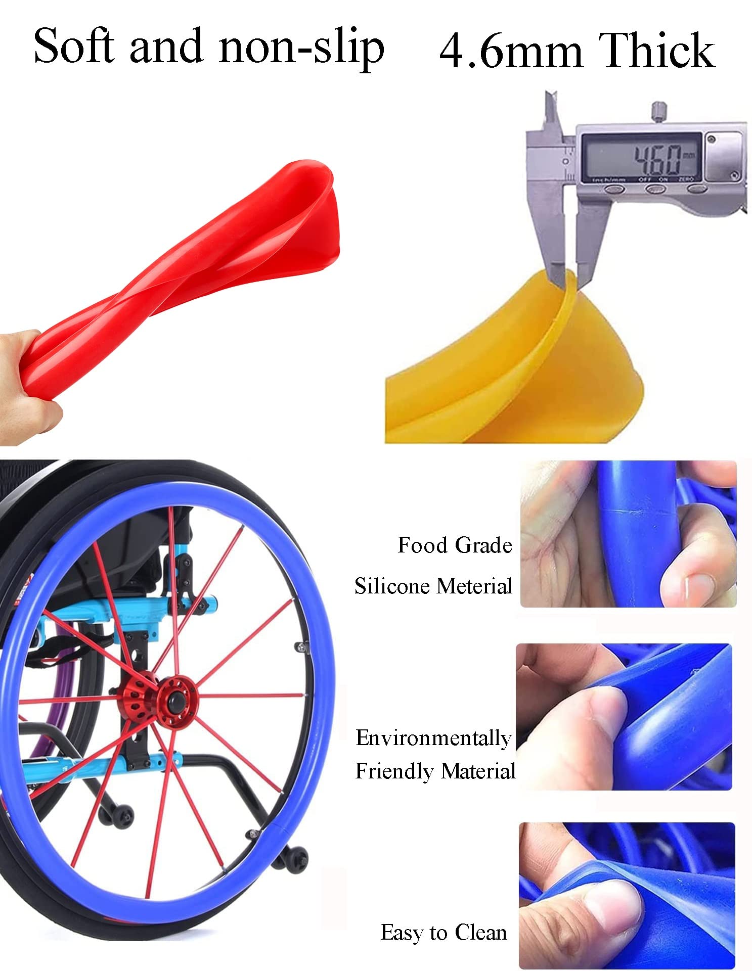 Funda para llanta de silla de ruedas | Funda para silla de ruedas de 22/24 pulgadas | Cubiertas antideslizantes para radios de silla de ruedas | Fundas de borde de mano para silla de ruedas, 1 par de