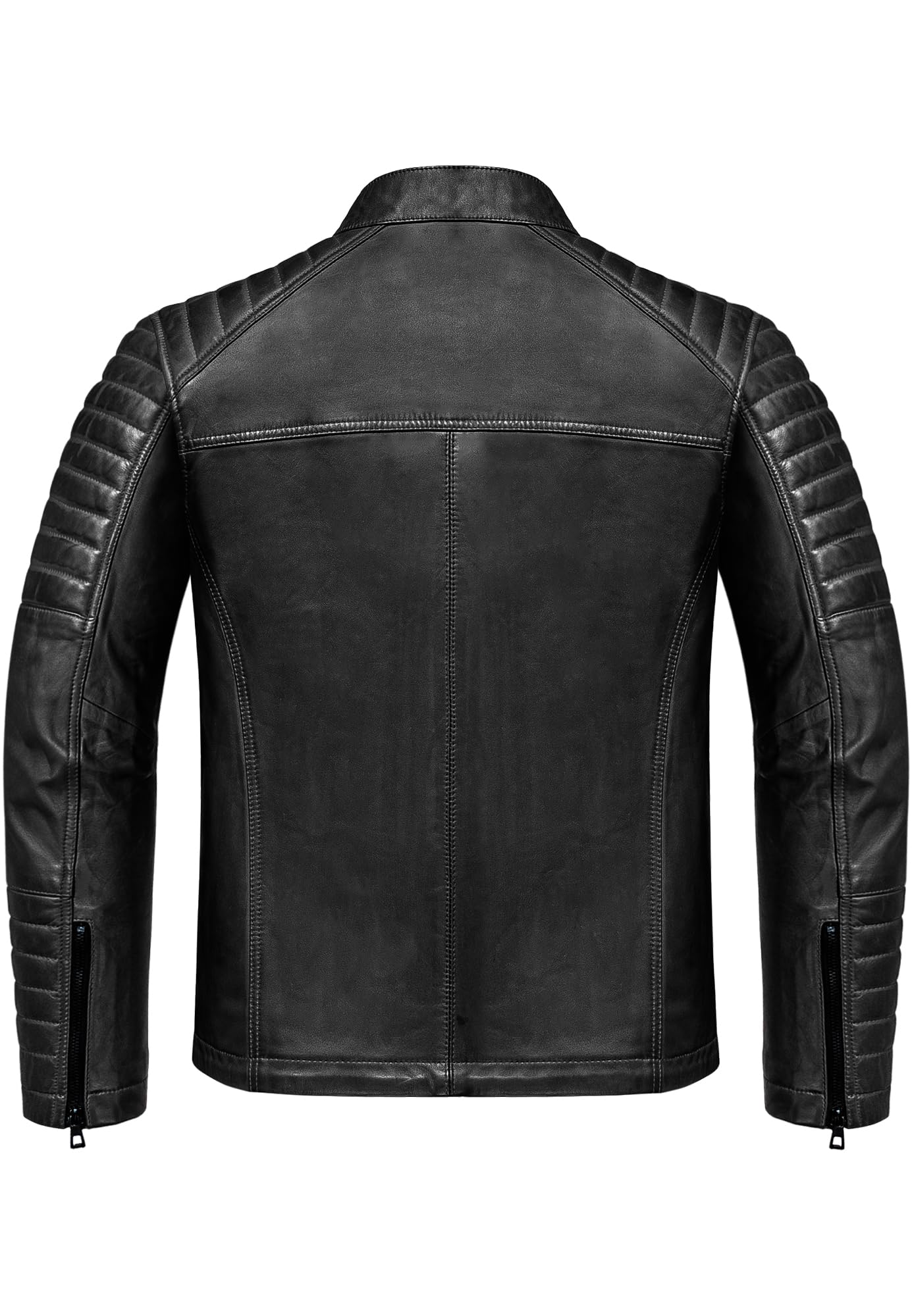 Amaci&Sons Herren Echtleder Jacke Biker Zipper Lederjacke 9104