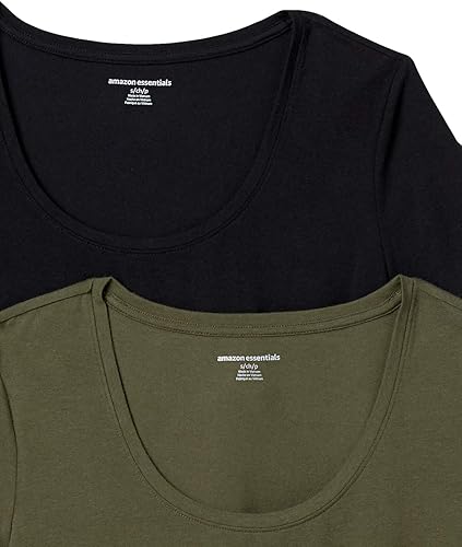 Miniatura 6 de Tienda Essentials Camiseta de manga corta con cuello redondo para mujer (disponible en tallas grandes), paquete de 2