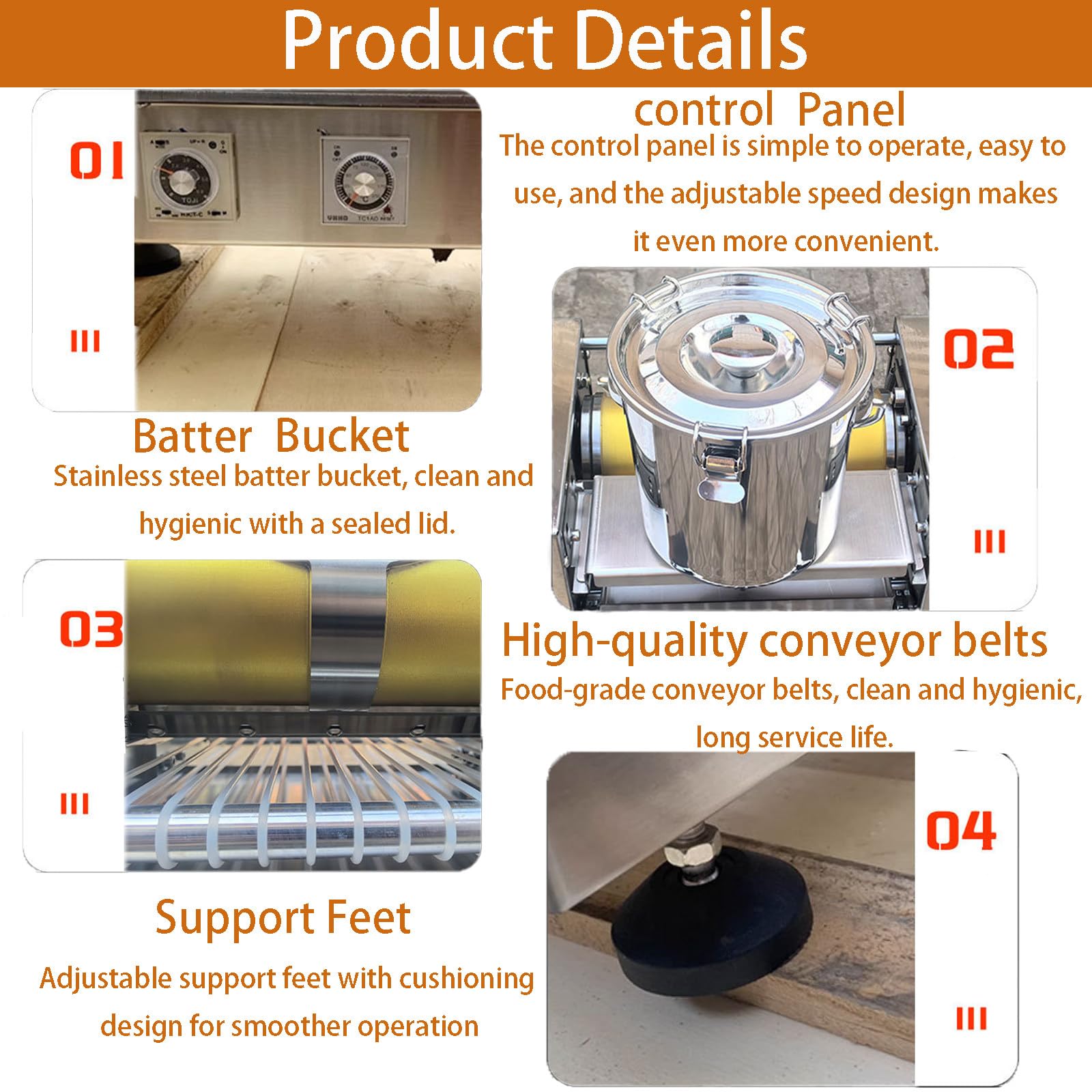 Macchina automatica per crepe, motore da 2400 W, spessore regolabile 0,4-1,2 mm, temperatura 150-200 ℃, produce 200-300 crepe uniformi all'ora per panetterie e caffè
