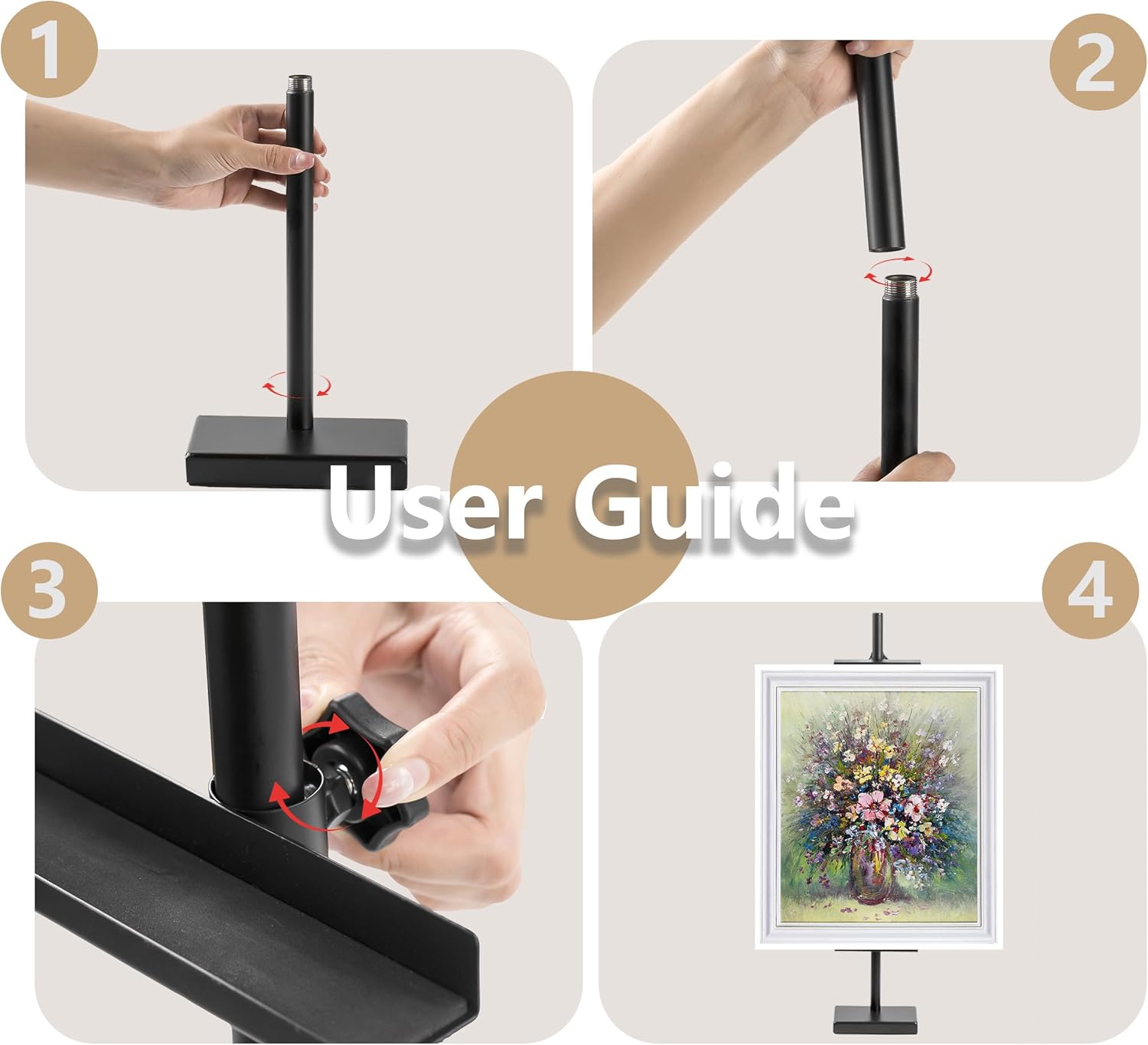 Adjustable tabletop easel stand Up to 29.5 Inch Black Metal picture frame stand Picture easels for display Picture holders for Wedding Home Exhibition Art Photo