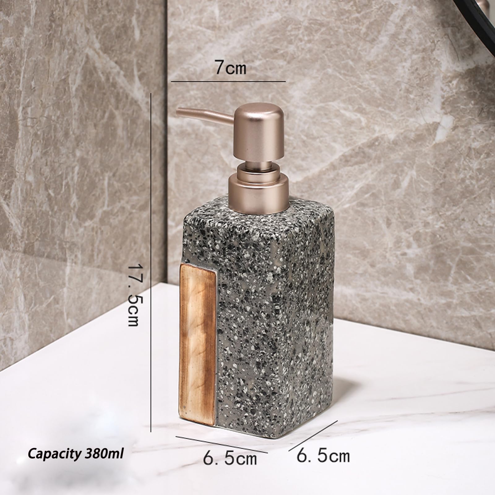 Flacone in Ceramica retrò per Gel igienizzante Mani, Ricaricabile, con Dispenser di Sapone Liquido per Bagno, Cucina, Shampoo, bagnoschiuma, Hotel (Grigio)