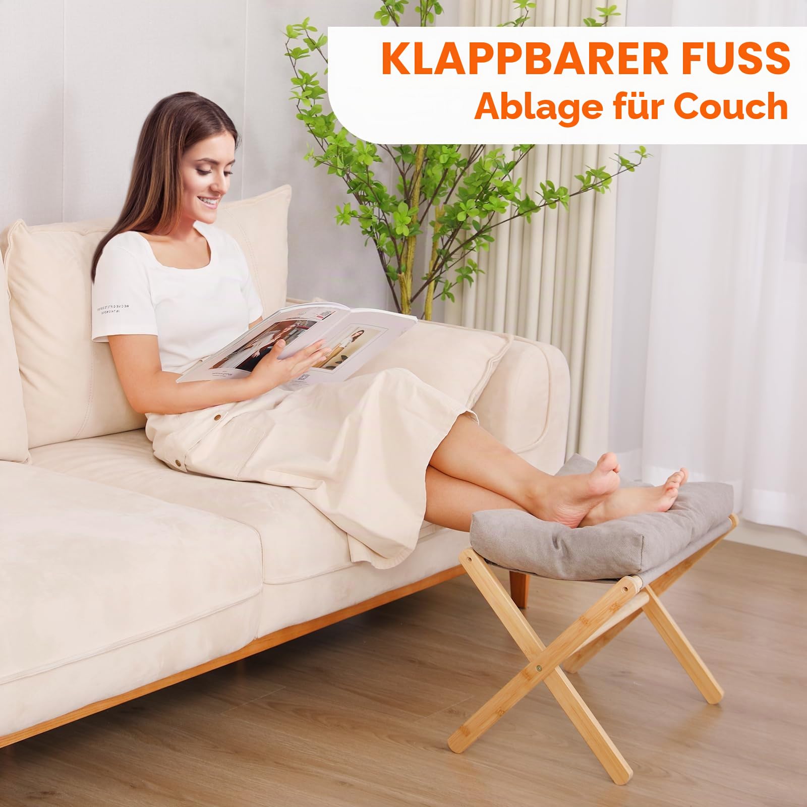 Fanwer Fußhocker Gepolstert, Fußhocker Klappbar, Fusshocker, Sofa Hocker für Abnehmbar Gepolsterte, für Wohnzimmer oder Schlafzimmer Küche, Haushalt & Wohnen