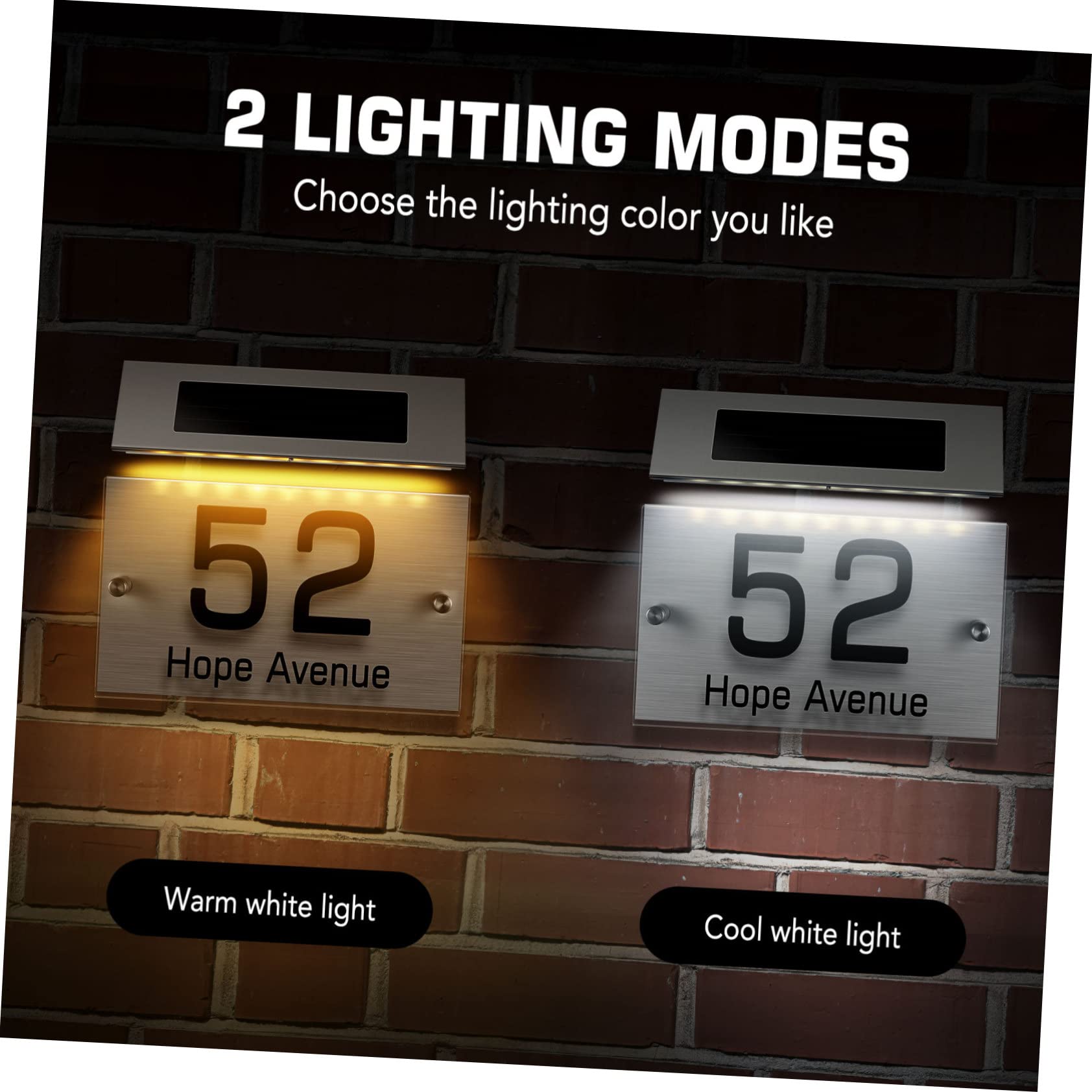 iplusmile Lampada Solare da Esterno con Numeri Civici LED Colori Pannello Acrilico Personalizzabile Luce LED per Indicazione Indirizzo Notturna Facile Installazione Risparmio Energetico per