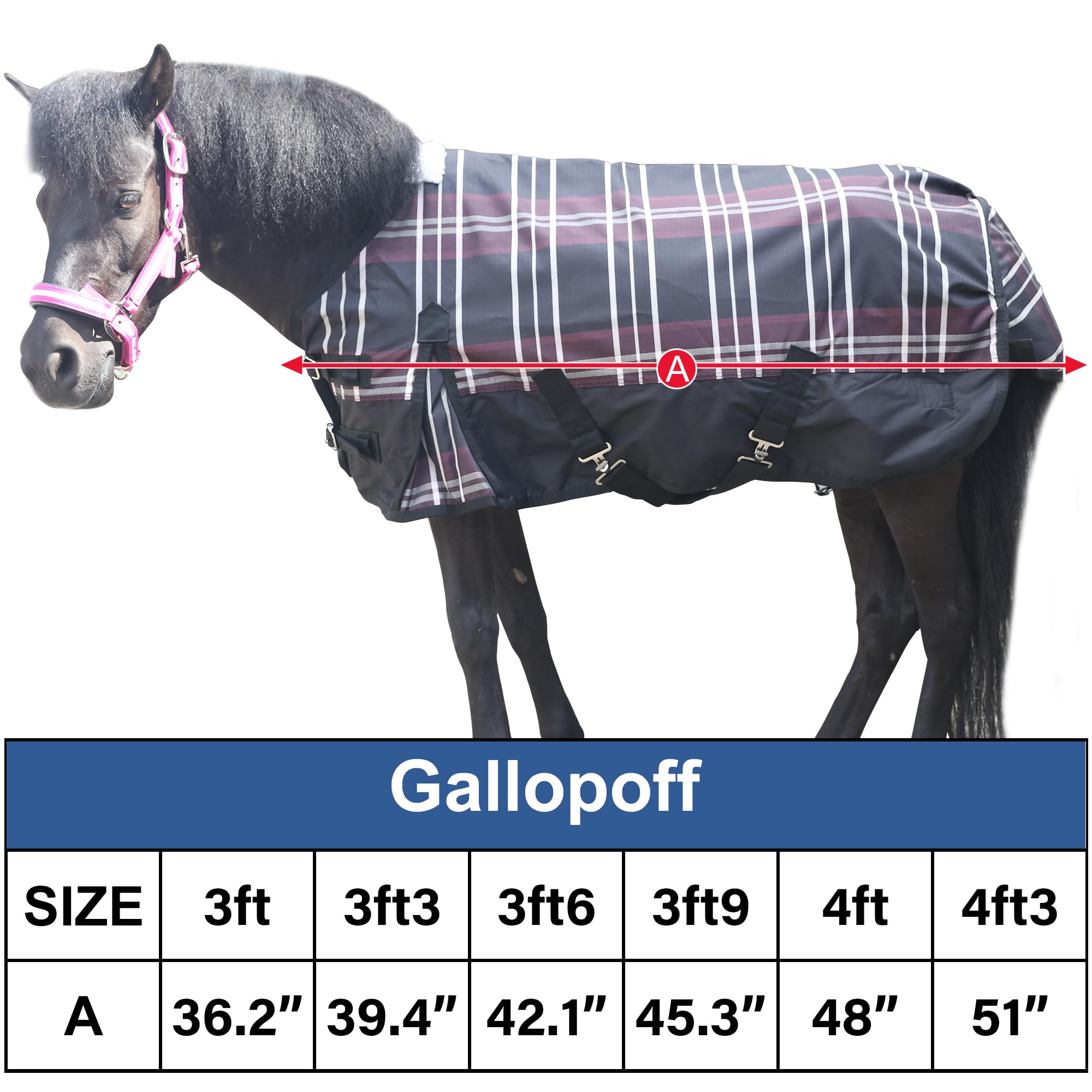 Coperta per cavallo leggera senza imbottitura, 600 denari, impermeabile, per cavallo (90 cm, a quadretti rossi)