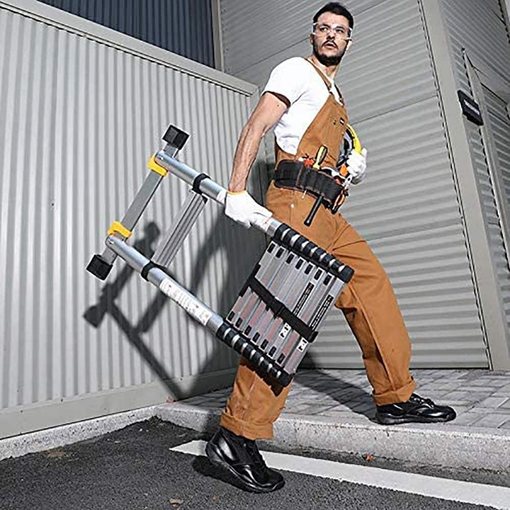 Tallest 5.5m/7m Aluminium Telescopic Ladders with Stabilizer Bar， Heavy Duty Climb Extension Ladder， for Roof Pole Building Maintenance (Size : 4.7m/15.5ft) Star of Light