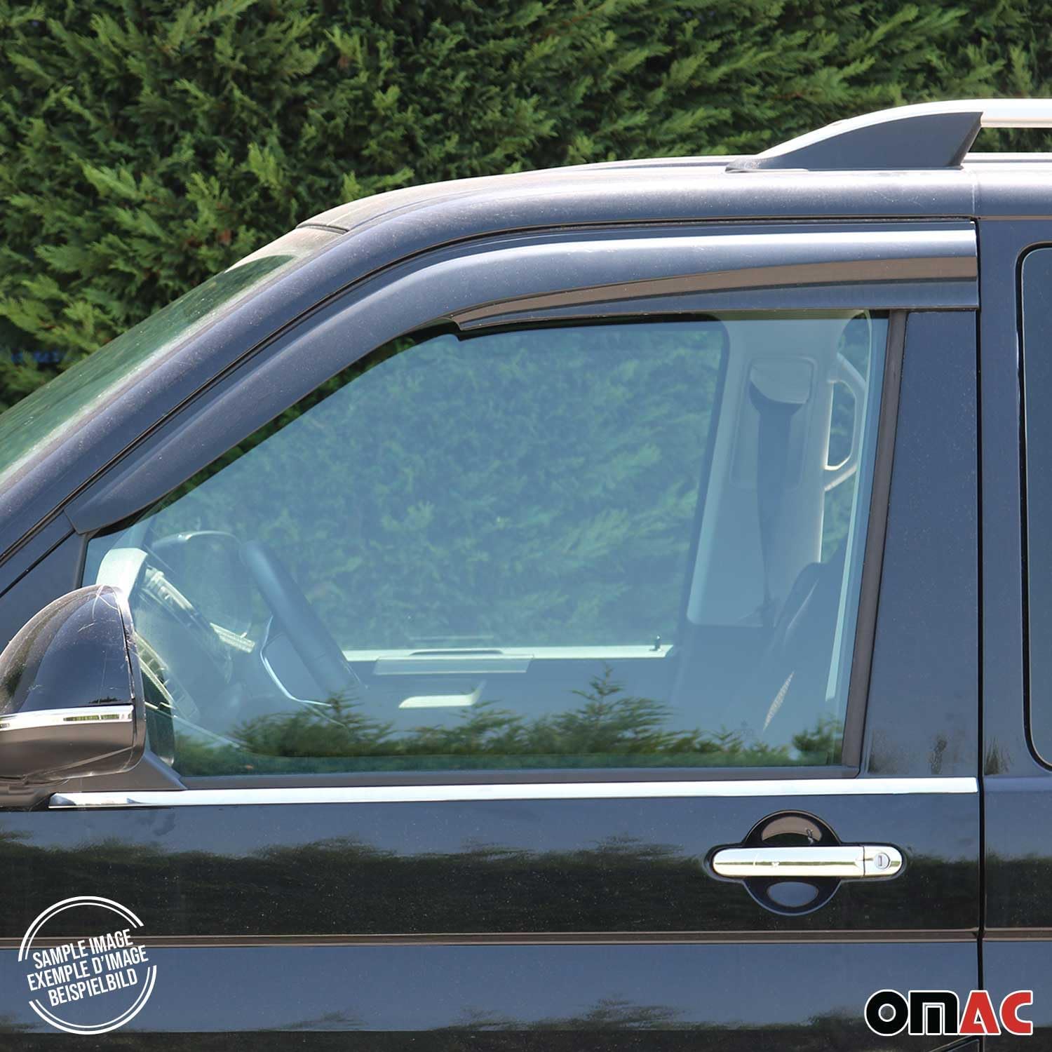 OMAC Window Visor Vent Rain Guard Deflector for VW Eurovan 1992-2003 Smoke 2 Pcs