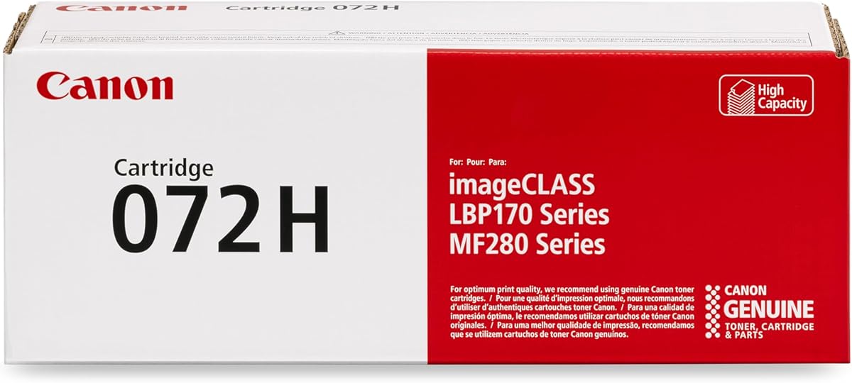 Canon Genuine 072 Black Toner Cartridge High Capacity Compatible with MF280 Series and LBP172dw | High capacity black toner for printing, scanning and copying