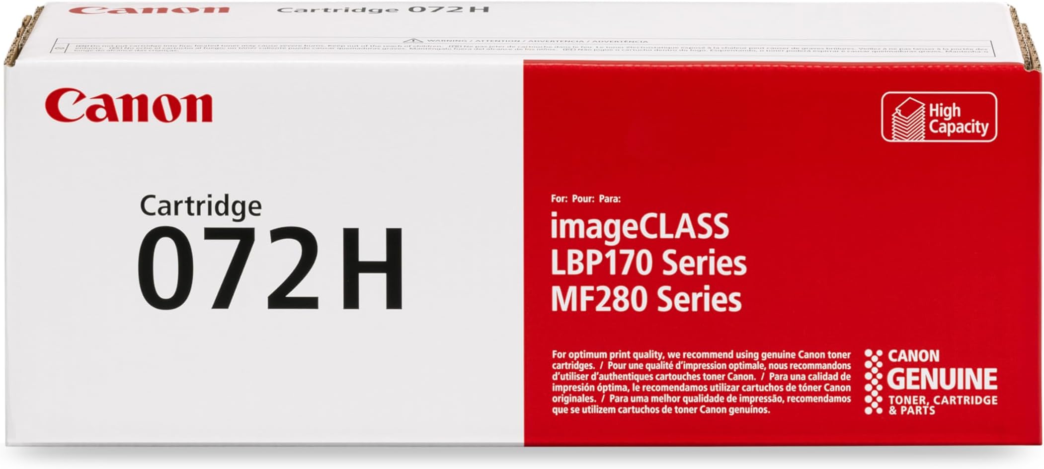 Canon Genuine 072 Black Toner Cartridge High Capacity Compatible with MF280 Series and LBP172dw