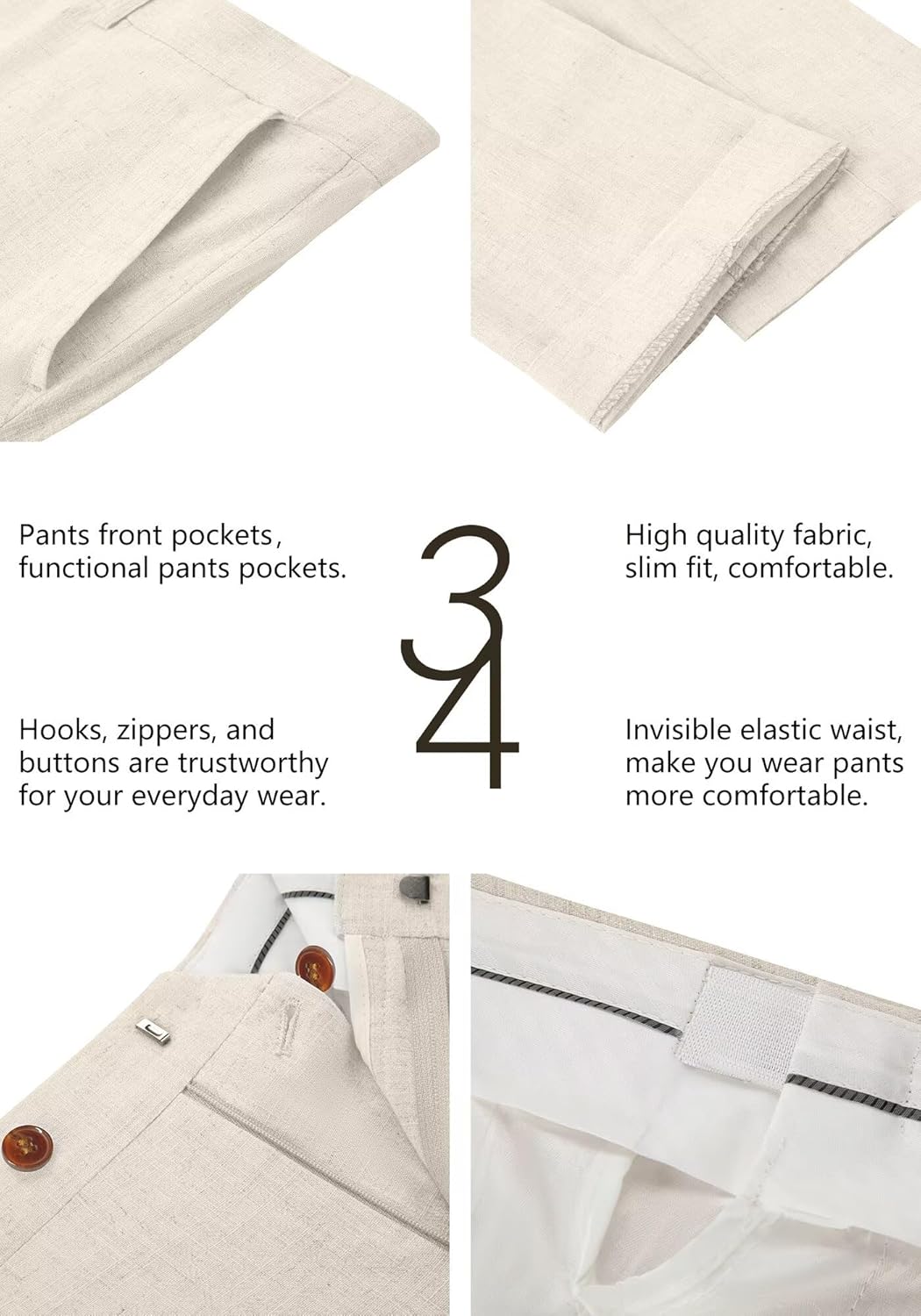 Wehilion Retro Linen Men Suits Beach Wedding Suit Summer Slim Fit 3 Pieces Light Weight Breathable Jacket Vest Pant Tuxedo - Image 6