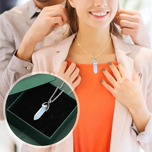 Miniatura 6 de 16 colgantes hexagonales de péndulo de cristal, collares de cuarzo, dijes de piedra natural, collar de piedra curativa, colgantes de cristal para