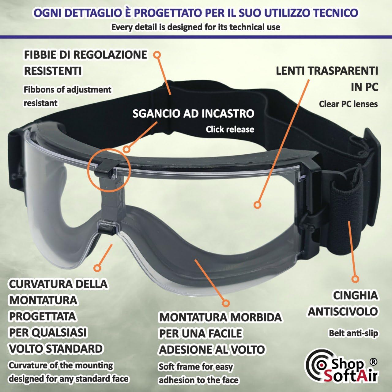 Occhiali Tattici Militari con 3 Lenti Antiappannamento, Nero o Tan, Custodia Semirigida, Tracolla Regolabile, Sport