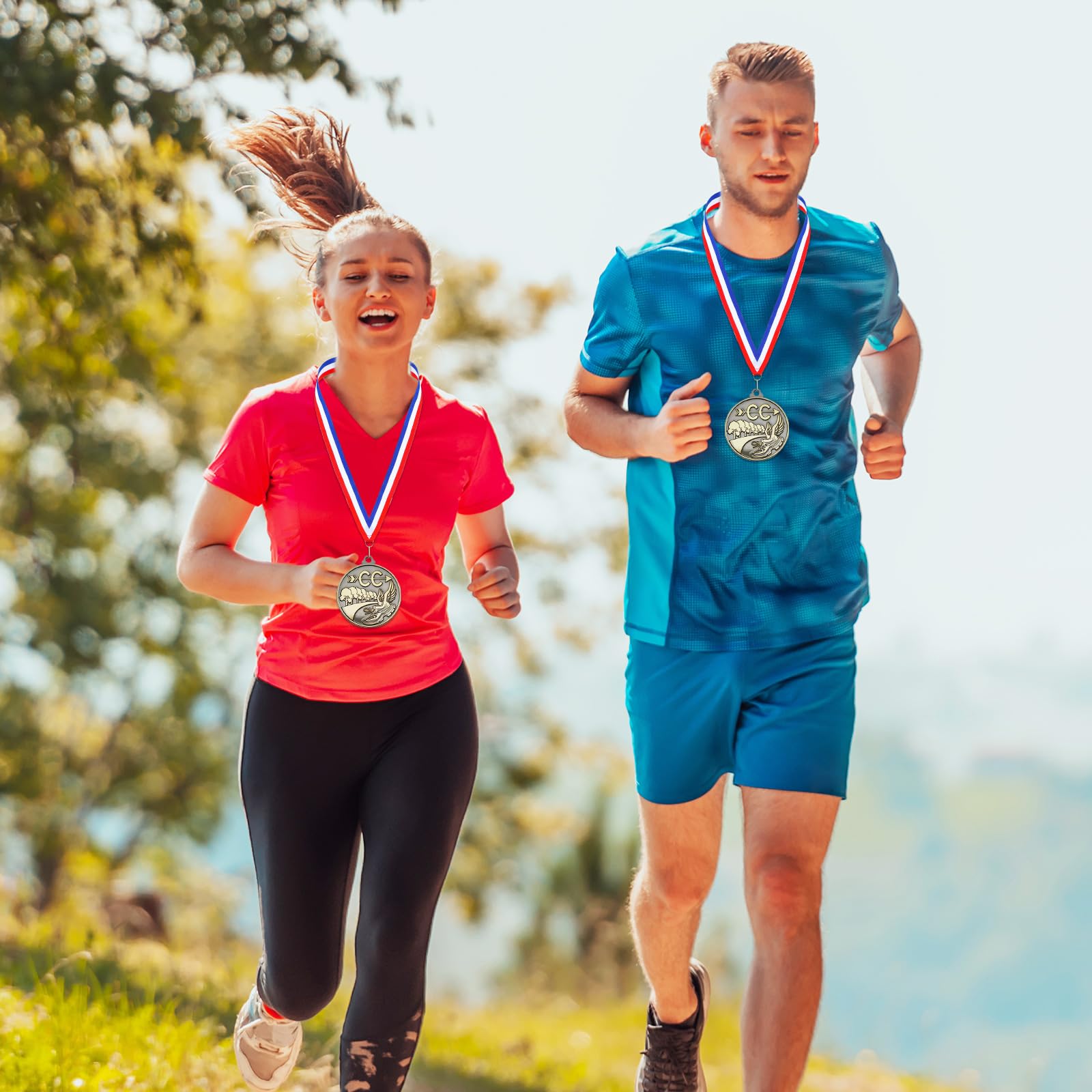 Remuuly 30/60/100 Stück Cross-Country-Medaillen, 5,1 cm, Gold-Trophäe, Auszeichnung, Metall, Erster Platz mit Halsbändern, Preisgeschenk für Langlauf-Turniere, Sportwettbewerbe, Team, Erwachsene (30