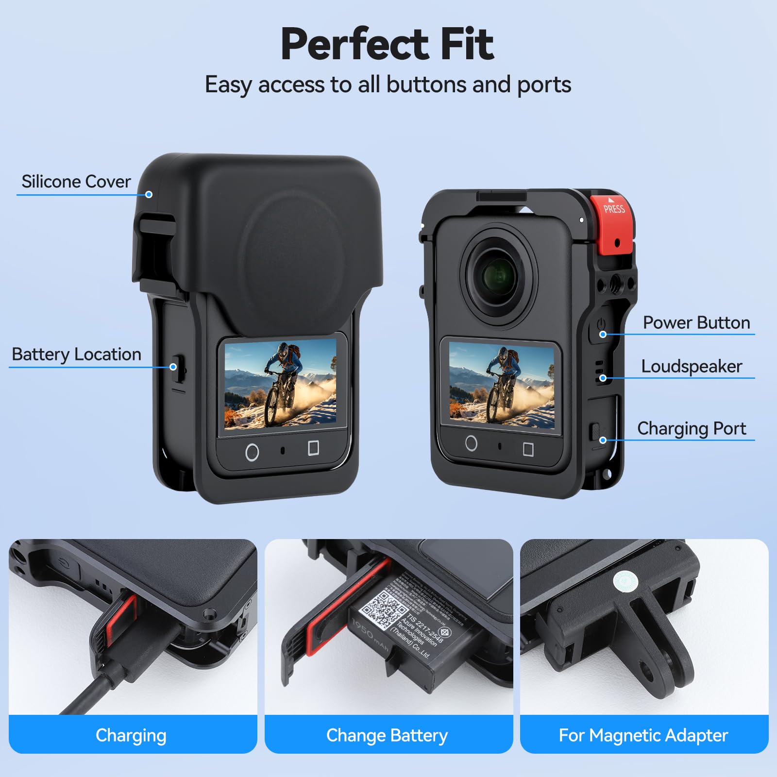 UTEBIT Caméra Cage pour DJI OSMO 360, Coque de Protection Robuste en Alliage d'Aluminium avec Protection d'objectif en Silicone, Protection d'écran, Boîtier d'extension pour DJI Osmo 360