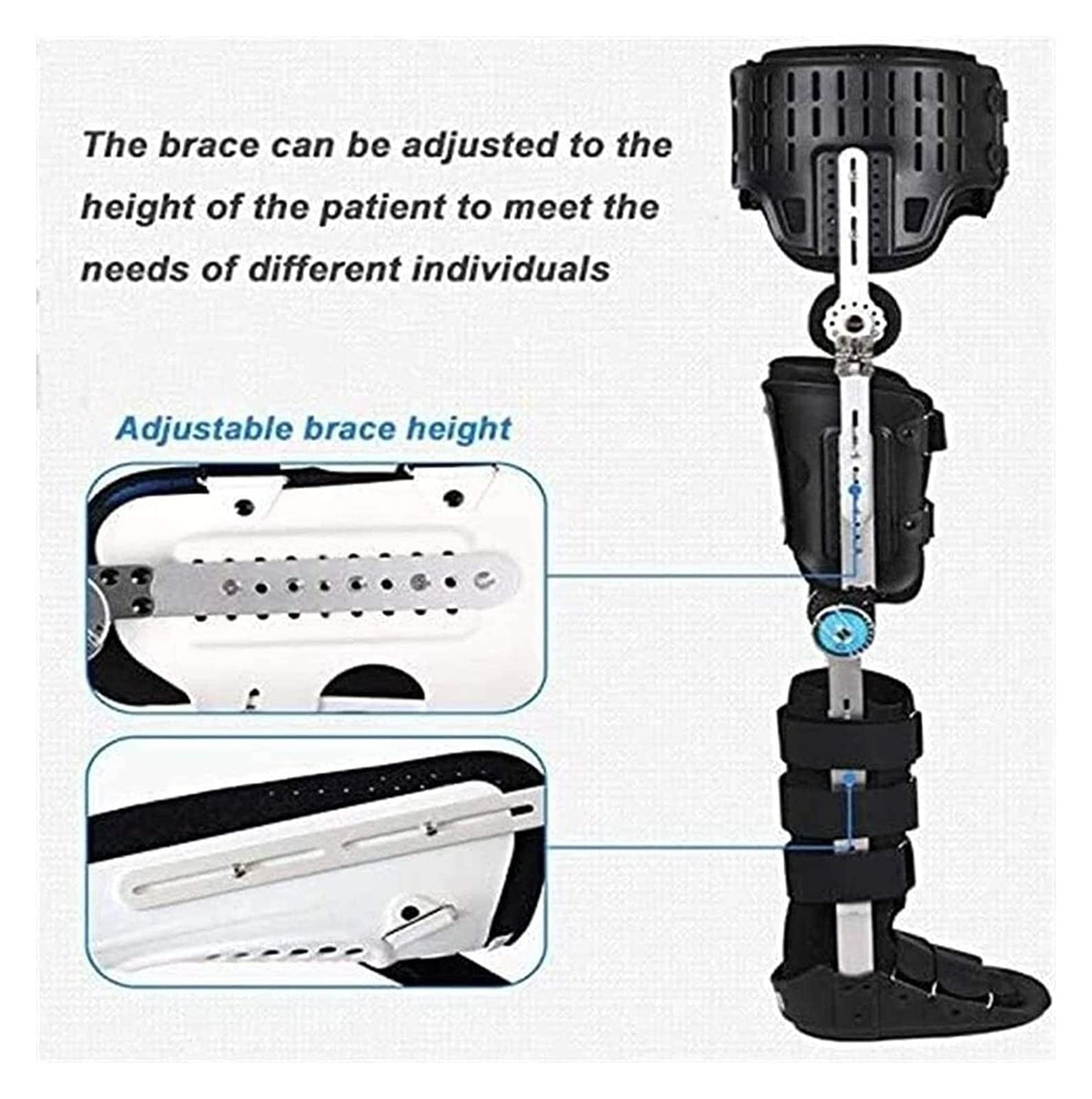 Wygodna orteza bioder stabilizator nóg oddychający stabilizator stawu kolanowego i kostki stopy szelki pasują zarówno do lewej jak i prawej nogi 22.7.15, czarny duży/L (czarny średni/M)